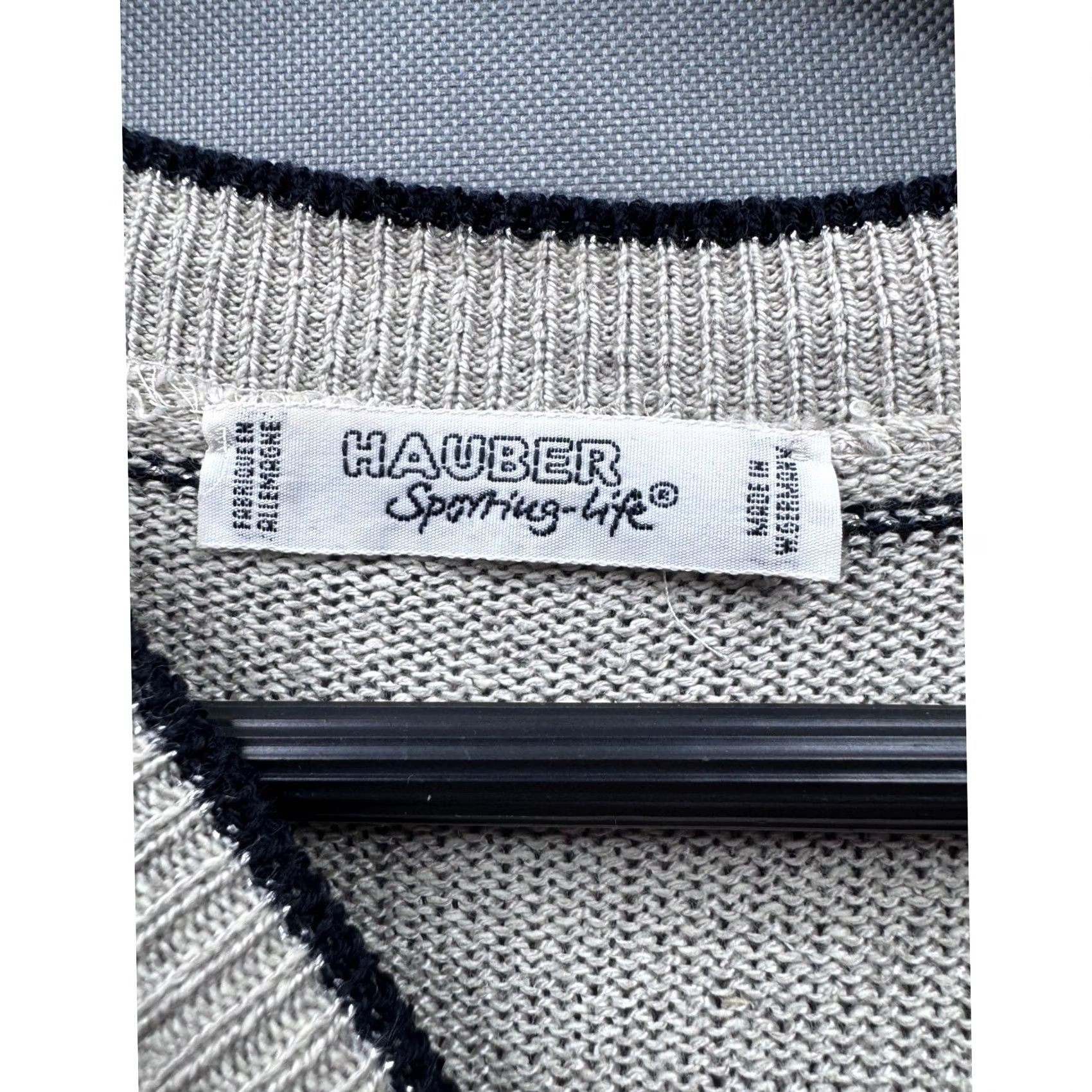 Alife VINTAGE Hauber Sporting Life Women's Gray Striped Butterfly Sweater Top Size L / US 10 / IT 46 - 8 Thumbnail