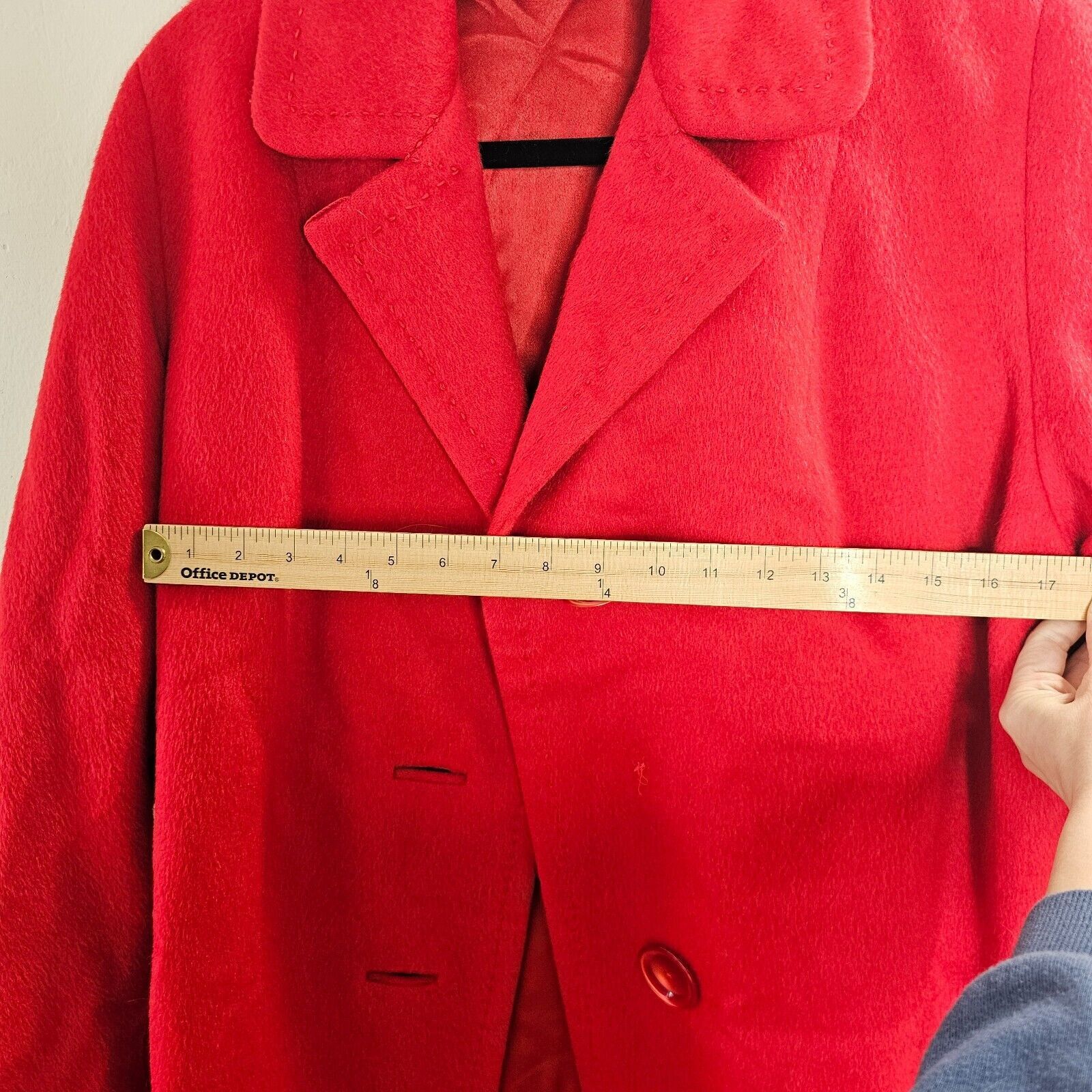 Other Red Felt Long Sleeve Single Button Heavy Long Line Jacket L Size L / US 10 / IT 46 - 5 Thumbnail