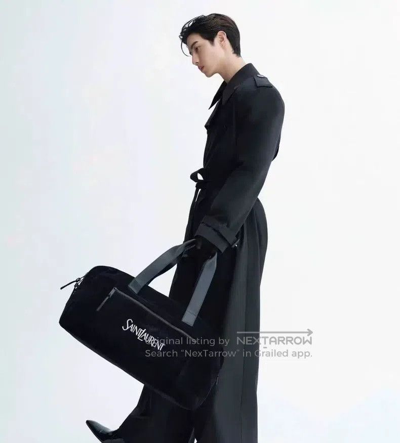 Saint Laurent Paris Saint Laurent Paris Black Velvet Logo Embroidered Travel B Size ONE SIZE - 9 Thumbnail