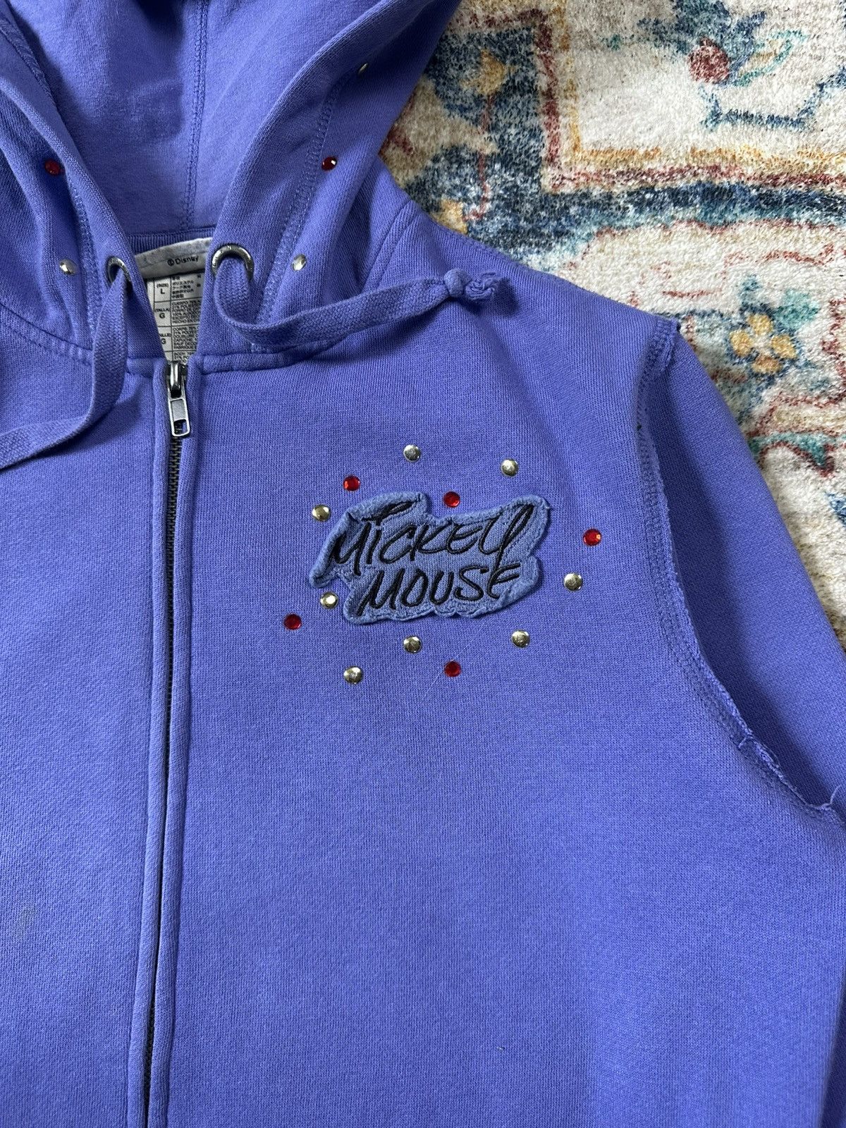 Disney × Vintage Vintage Disney Mickey Mouse Y2K Bedazzled Zip-up Hoodie Size M / US 6-8 / IT 42-44 - 5 Thumbnail