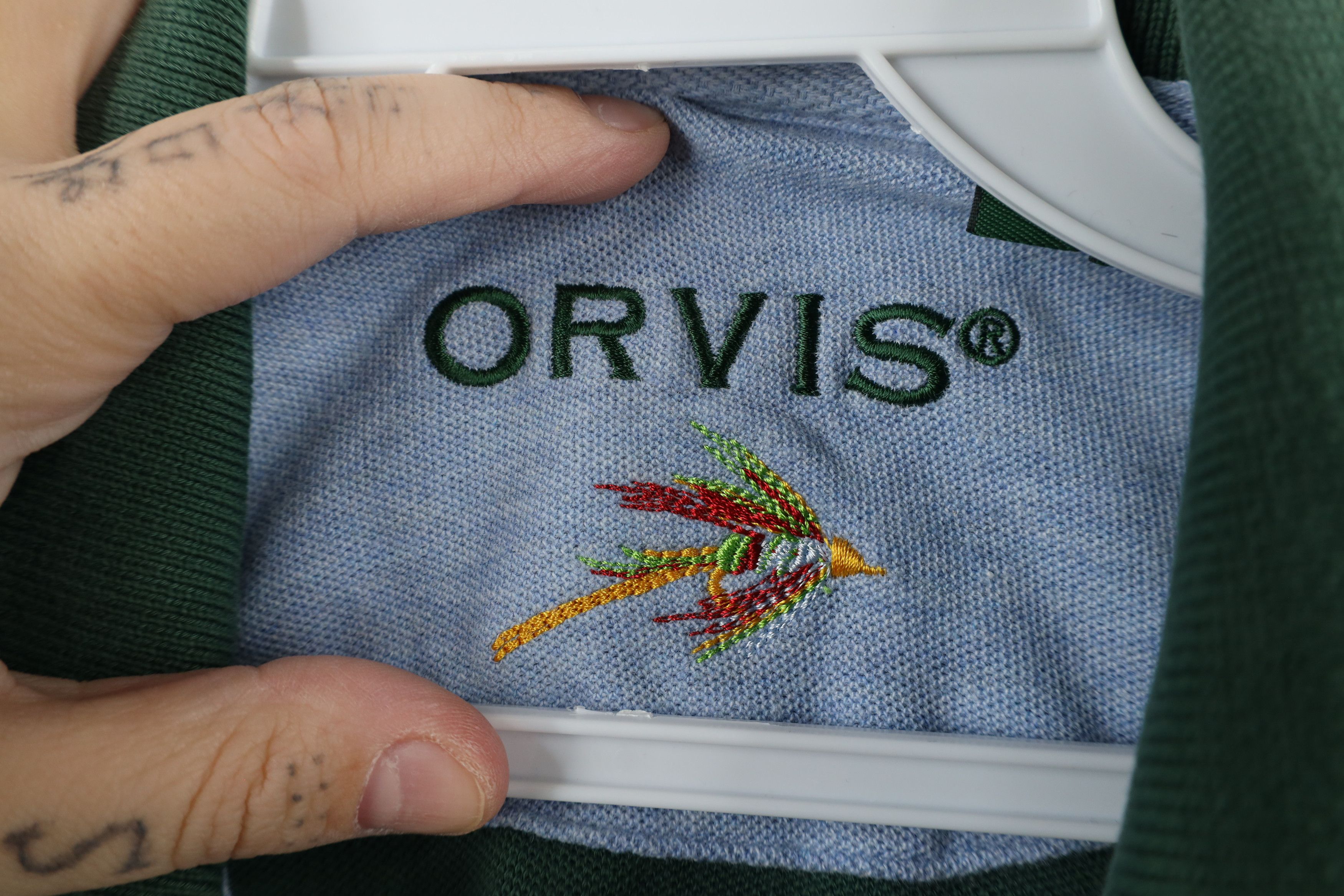 Orvis × Vintage Vintage Orvis Heavyweight Collared Polo Shirt Green Cotton Size US L / EU 52-54 / 3 - 9 Thumbnail