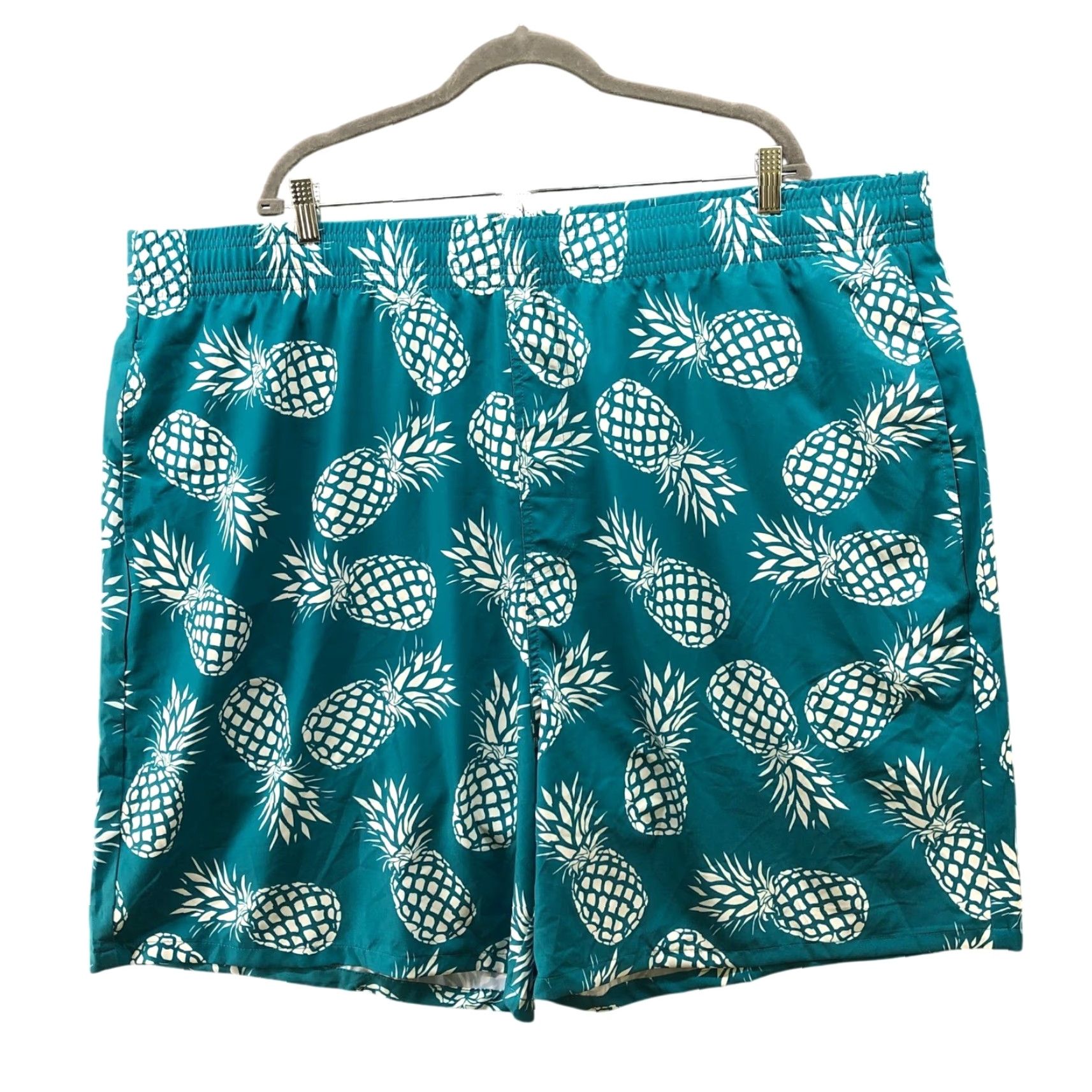 Vintage NWT Brisira Swim Trunks Mens 3XL Teal Pineapple Print Swim Shorts Size US 39 - 2 Thumbnail