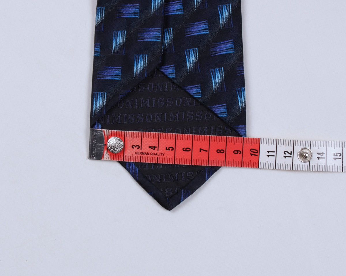Designer × Missoni × Vintage MISSONI Cravatte Vintage Blue Geometric Silk Tie Size ONE SIZE - 16 Thumbnail