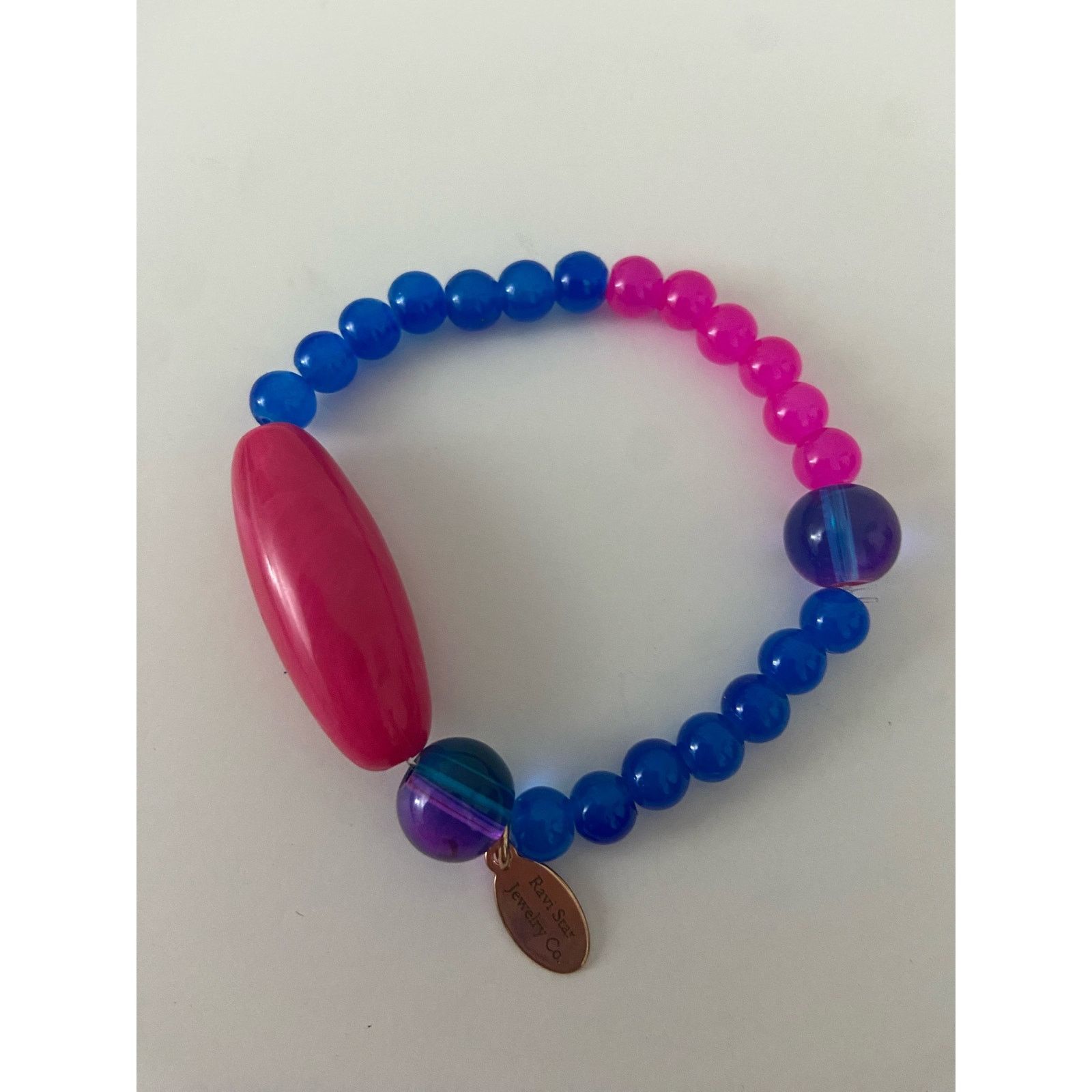Handmade Handmade bright blue and pink bead bracelet Size ONE SIZE - 3 Thumbnail