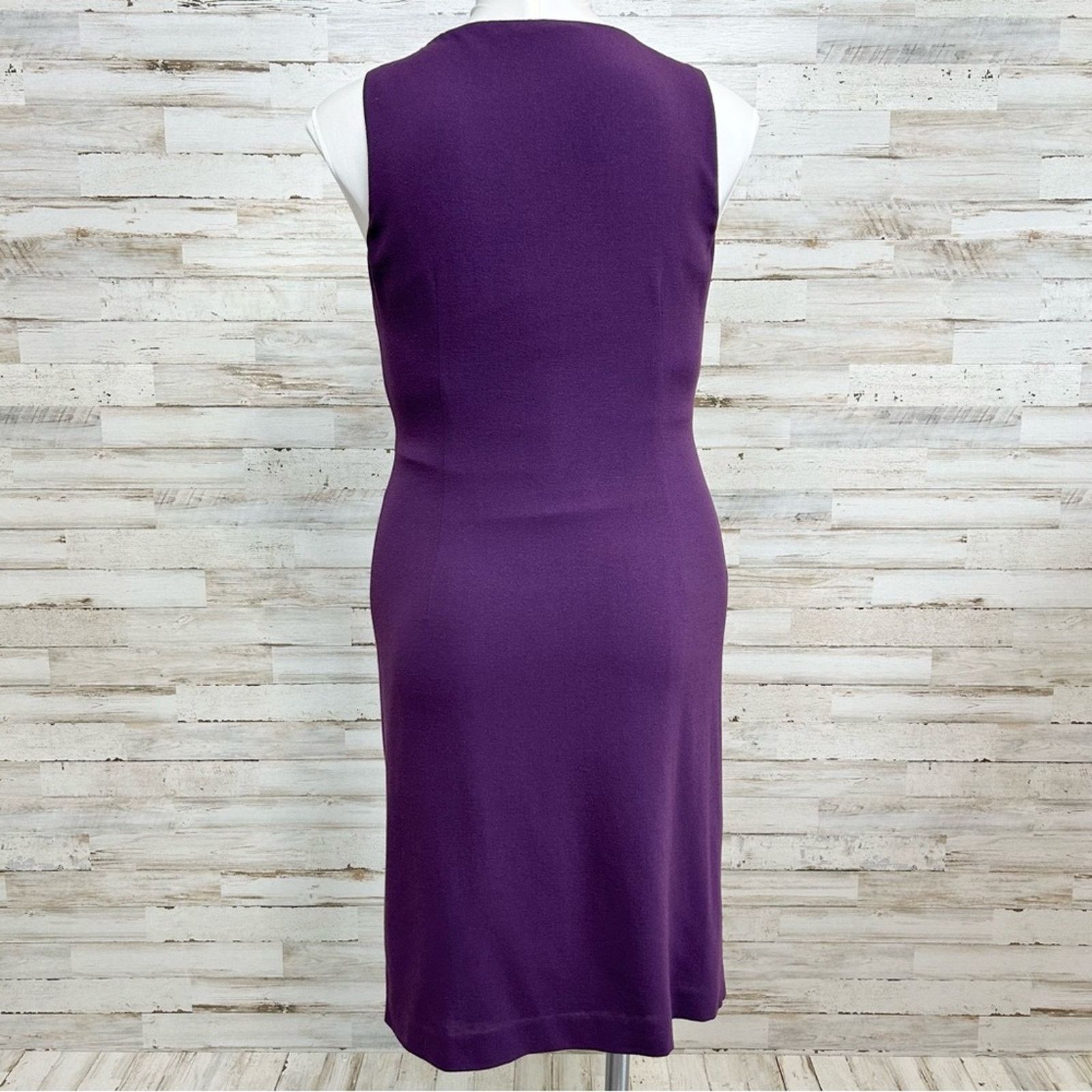 Elie Tahari Elie Tahari Ruffle Wool Blend Sheath Dress Size 8 Purple Size M / US 6-8 / IT 42-44 - 8 Thumbnail