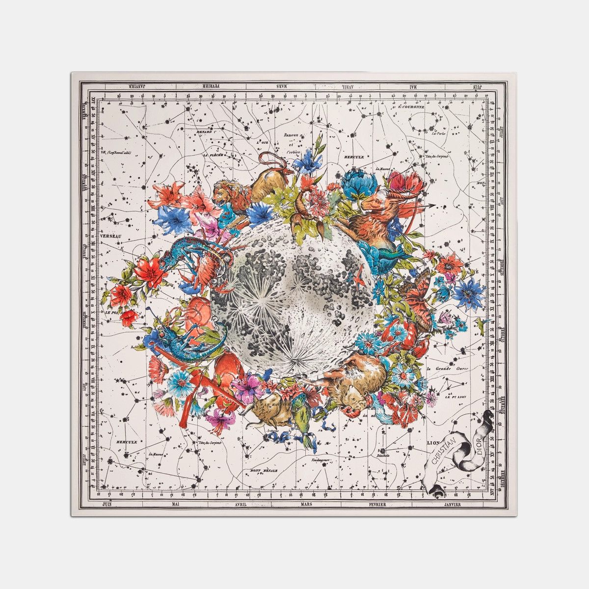 Dior o1bcso1str0226 Size:OS/Zodiac 90 Square Scarf in White Size ONE SIZE - 2 Thumbnail