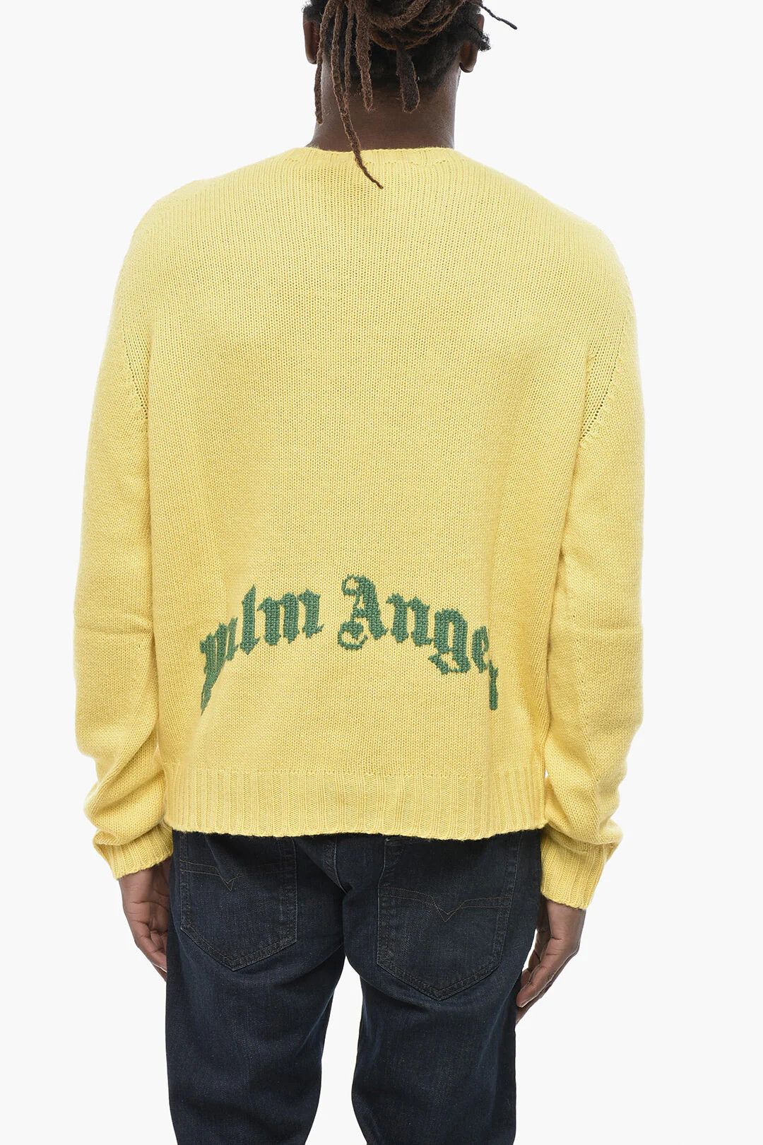Palm Angels og1mm0326 Cashmere Blend Crew Neck Sweater in Yellow Size US XL / EU 56 / 4 - 2 Thumbnail