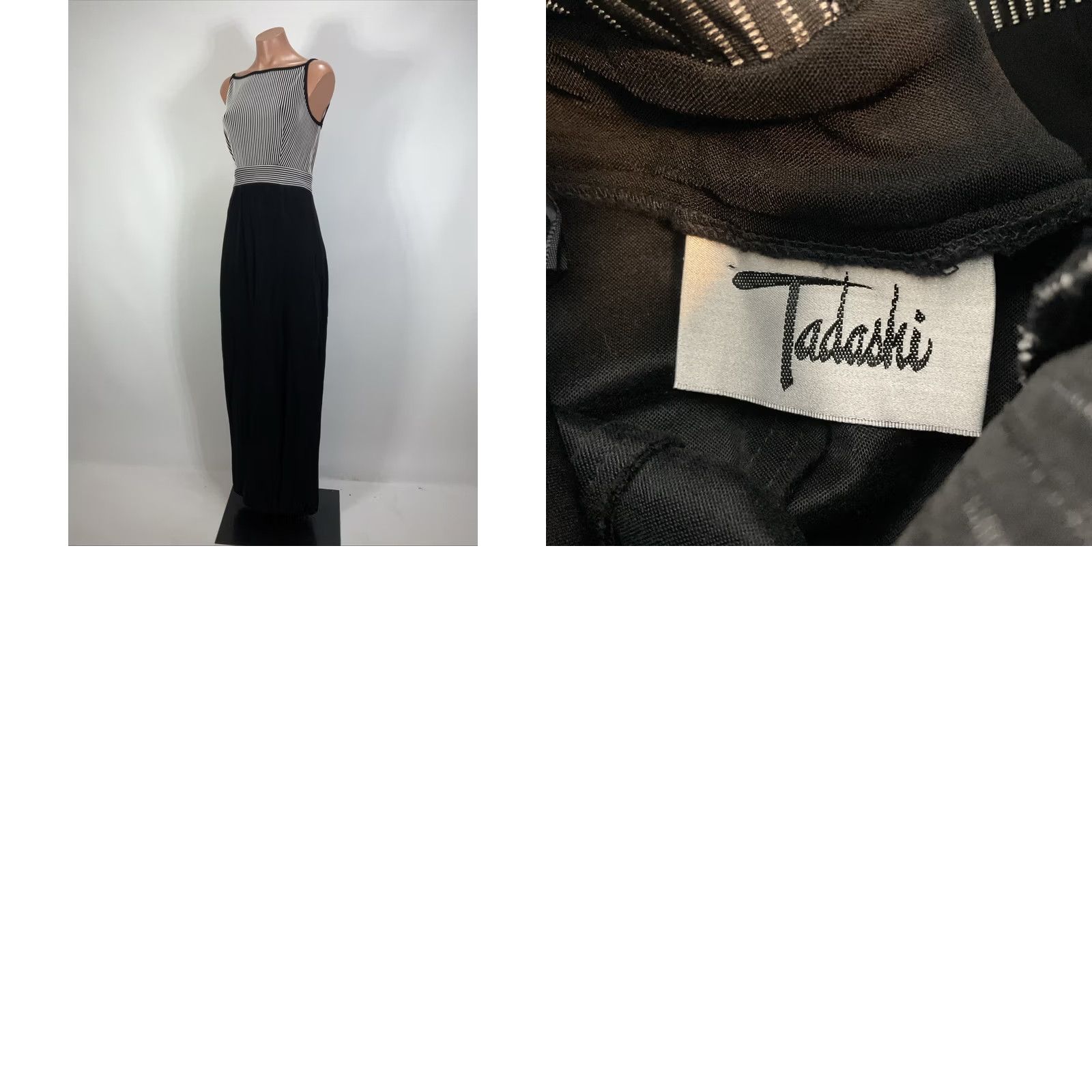 Vintage Vintage Tadashi Dress Black White Rhinestone Corset Back Long Maxi 90s Prom Size M / US 6-8 / IT 42-44 - 8 Thumbnail