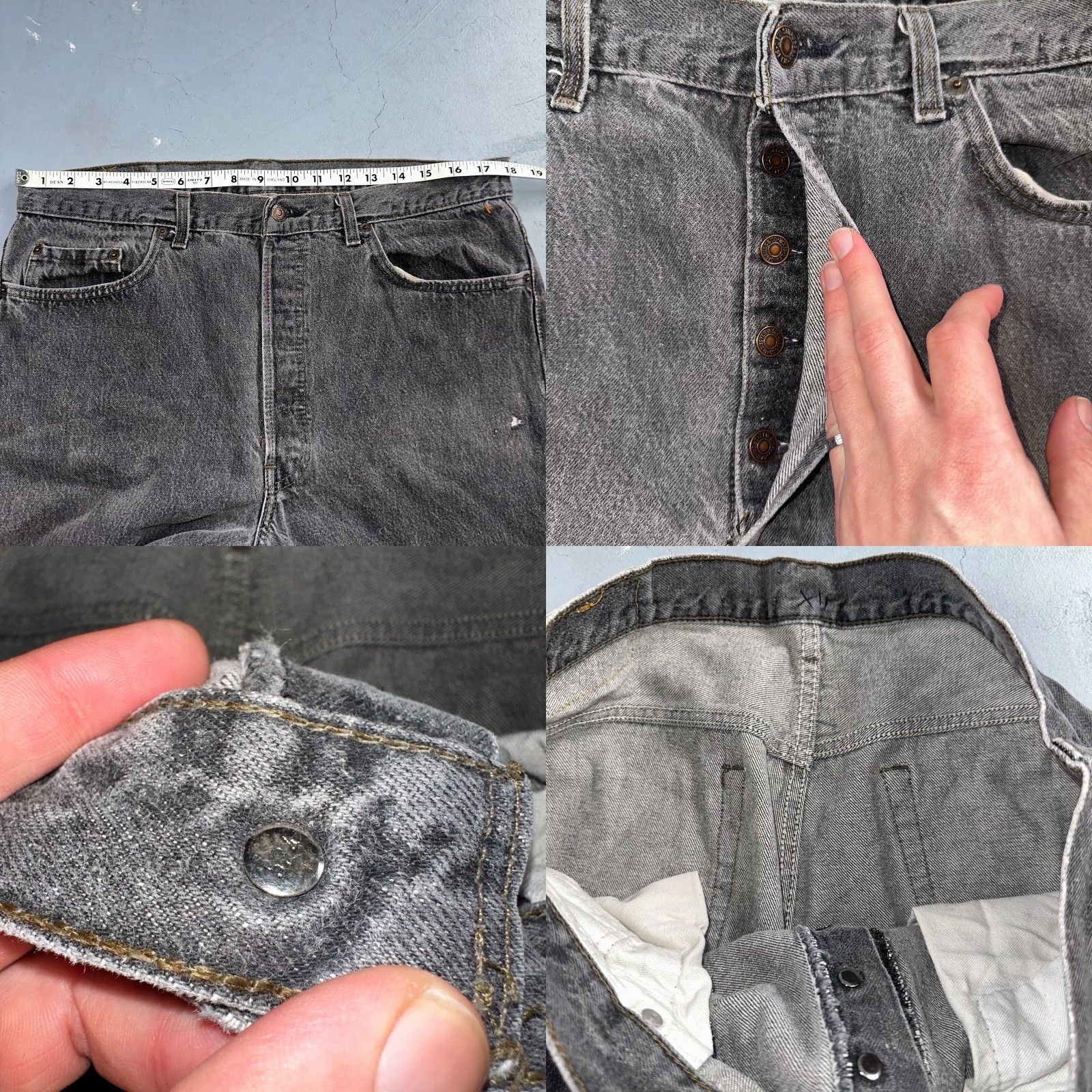 Levi's VINTAGE Levi's 501 Straight Leg Jeans Gray Light Wash 38x30 90s USA Mens Size US 38 / EU 54 - 8 Thumbnail