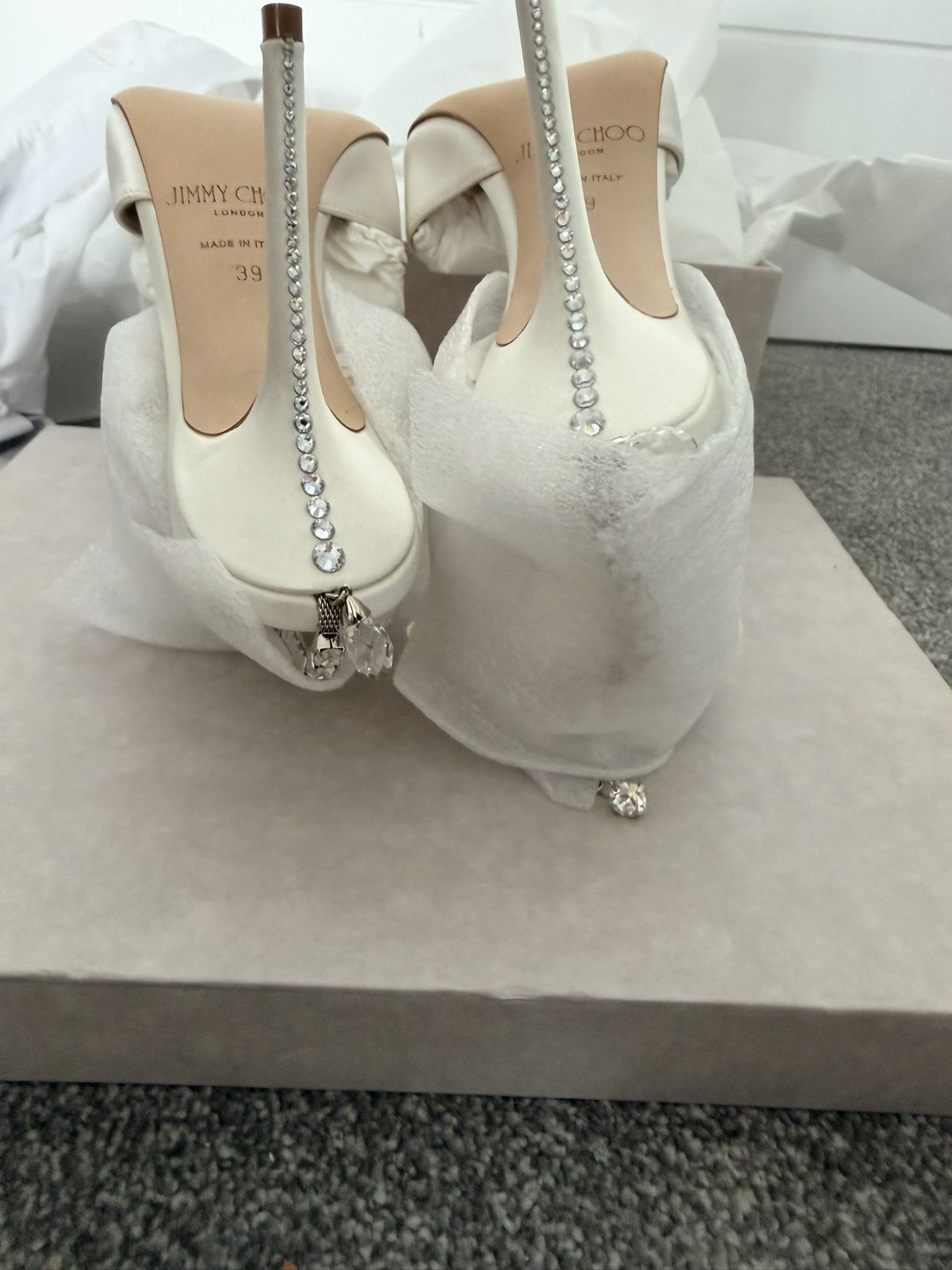 Jimmy Choo Jimmy Choo Saeda 100 l 39 EU Ivory/Crystal Size US 9 / IT 39 - 6 Thumbnail