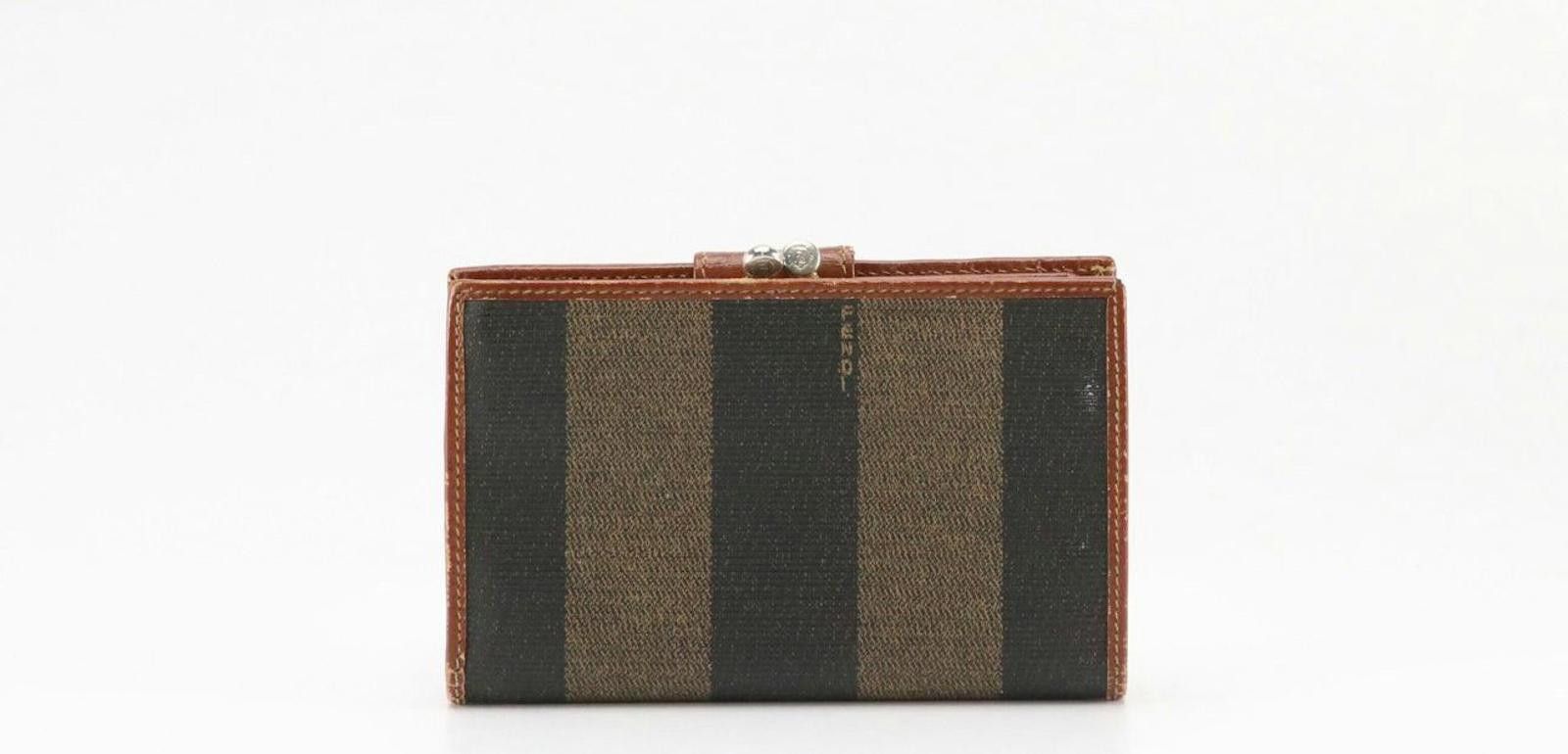 Fendi Vintage Fendi Vintage Striped Wallet with Brown Leather Trim Size ONE SIZE - 3 Thumbnail