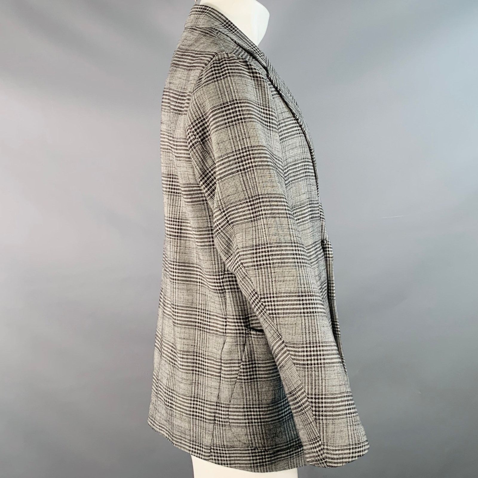 Other 40 Black White Glenplaid Polyester Blend Double Breasted Size US XXS / EU 40 - 2 Thumbnail