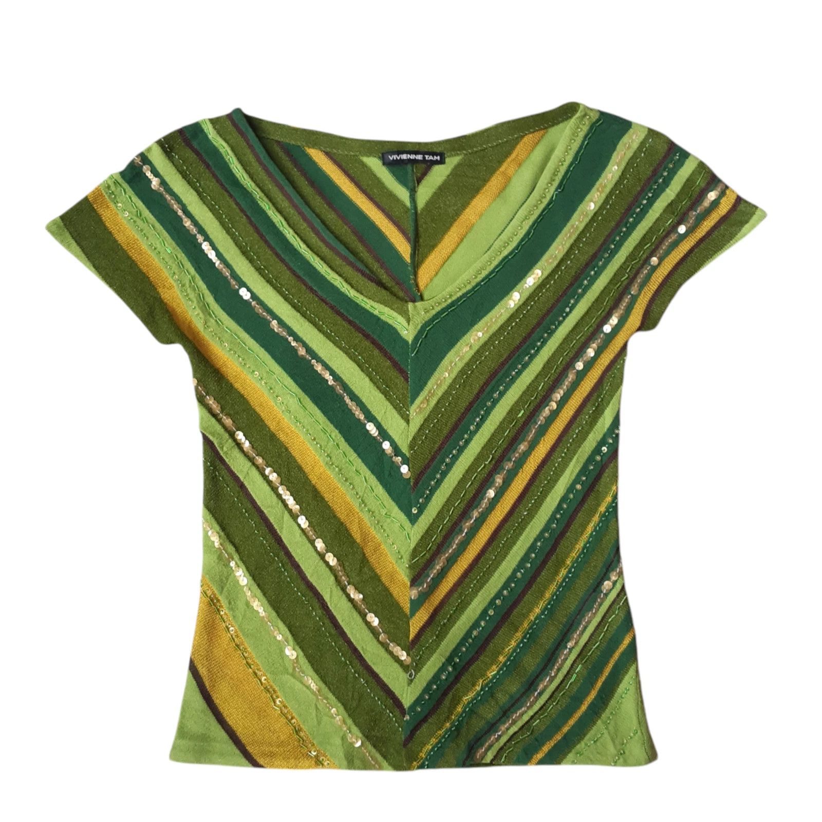 Vivienne Tam Vintage Vivienne Tam Tops Sequin Acrylic Rayon Striped Size XS / US 0-2 / IT 36-38 - 1 Thumbnail