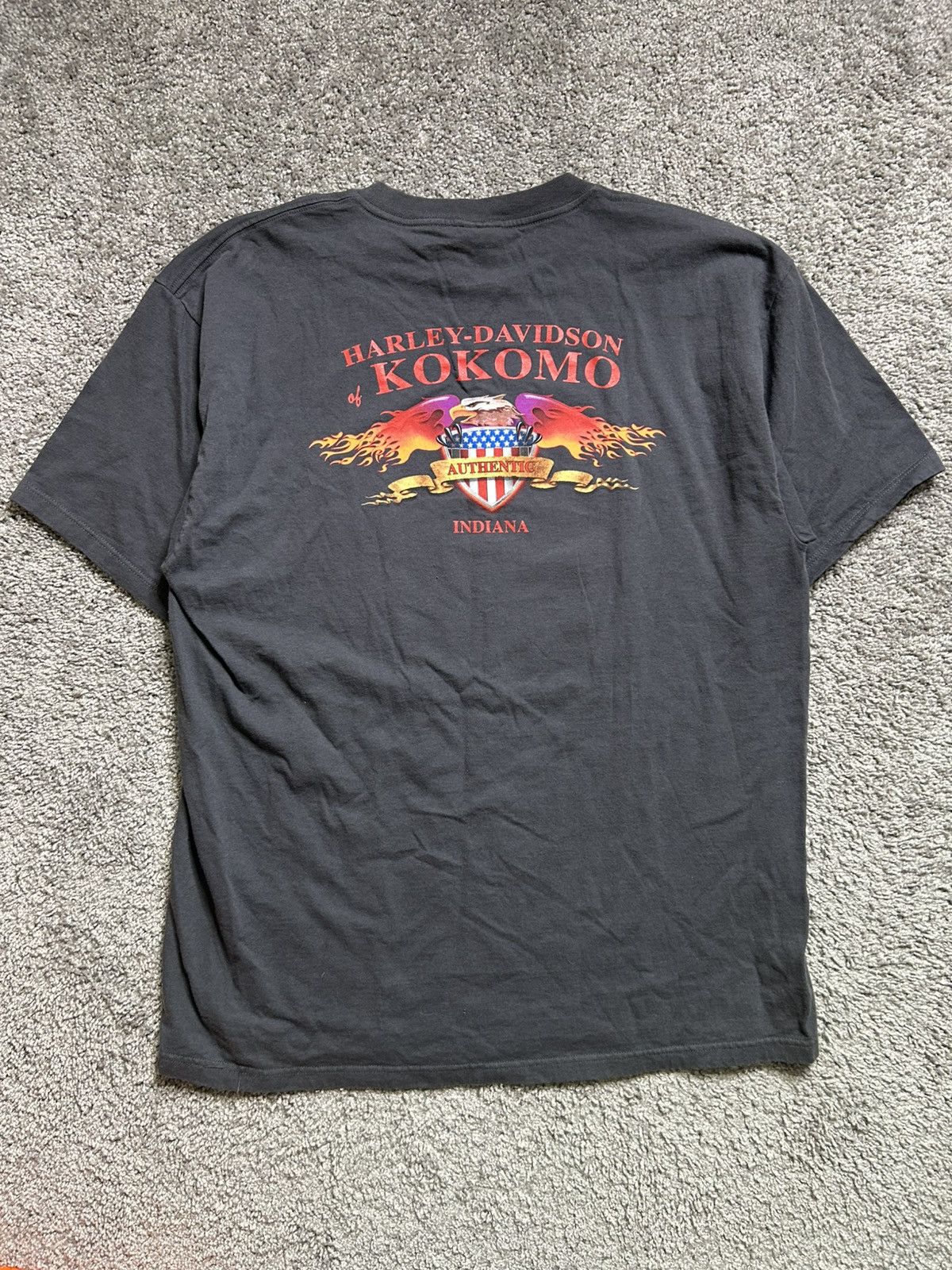 Vintage Vintage Y2K Eagle Wolves Flames Harley Tee Size US XL / EU 56 / 4 - 7 Thumbnail