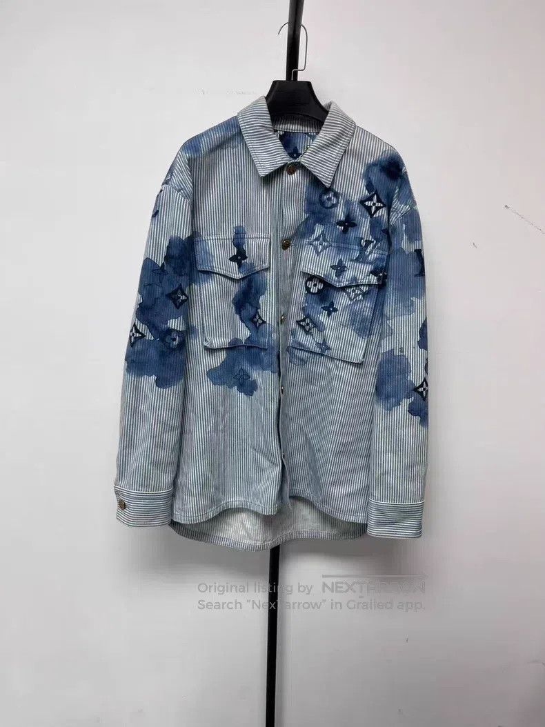 Louis Vuitton Striped Logo Print Casual Long Sleeve Shirt