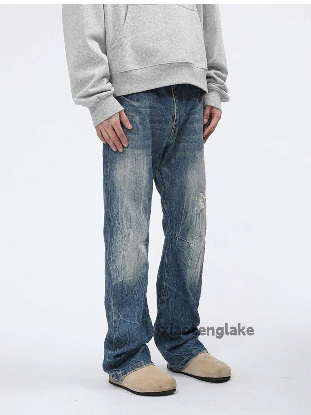 Jean × Vintage washed faded cleanfit yuppie y2k damaged jeans Size US 30 / EU 46 - 2 Thumbnail