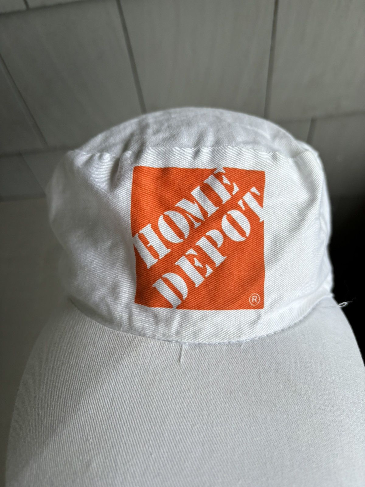 Oshkosh × Vintage Vintage Painters Cap White Elastic Fitted Home Depot Workwea Size ONE SIZE - 2 Thumbnail