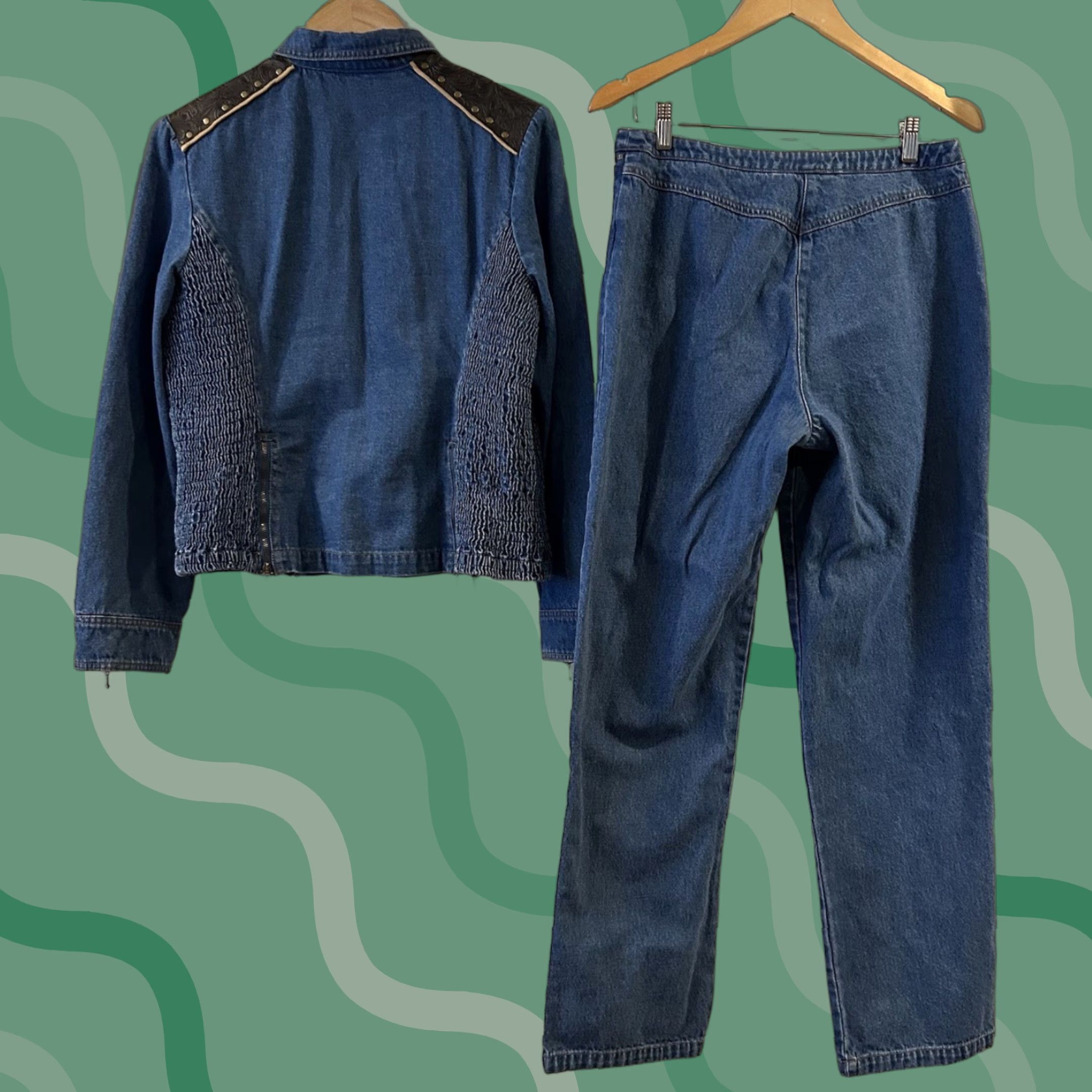 Vintage VINTAGE Nancy Bolen City Girl Western Denim Set Jacket Size 10 Blue Size US 10 / IT 40 - 1 Thumbnail