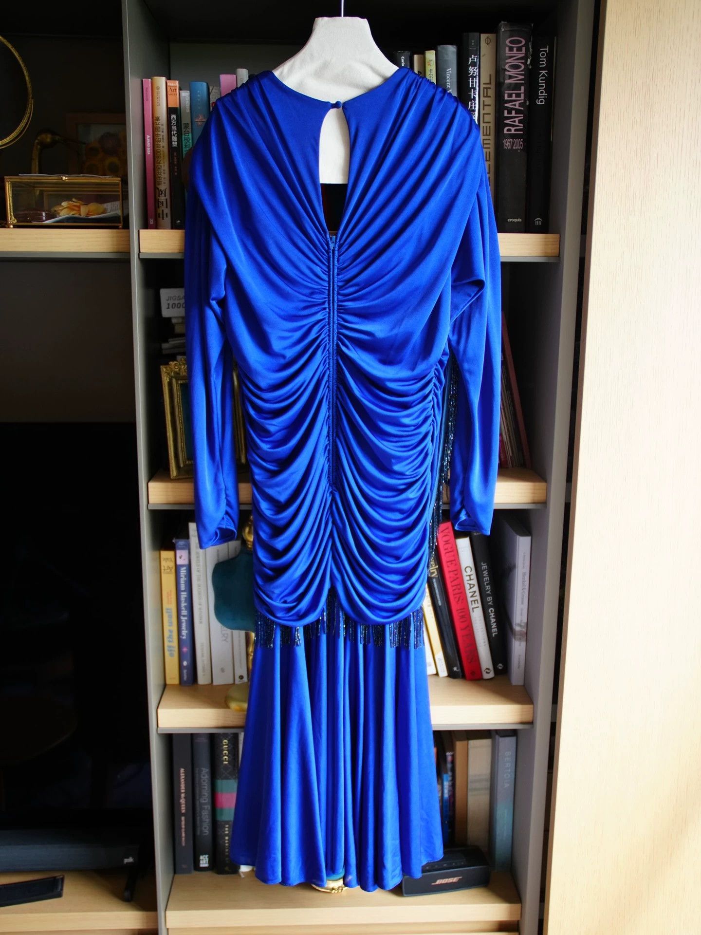 Vintage Vintage Klein Blue Pleated Beaded Tassel Dress Size L / US 10 / IT 46 - 5 Thumbnail