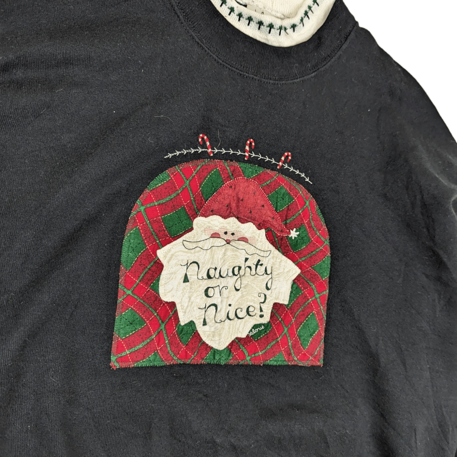 Vintage Vintage 90's NAUGHTY OR NICE Statement Tee Jumper Sweatshirt Size US L / EU 52-54 / 3 - 5 Thumbnail