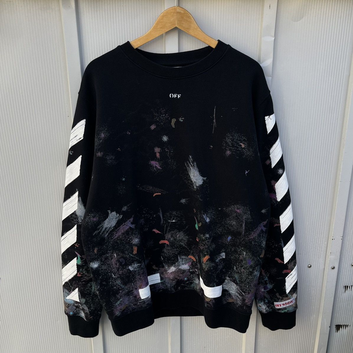 Off-White 2021 Off White Galaxy Brushed ‘Seeing Things’ Crewneck Sz L Size US L / EU 52-54 / 3 - 2 Thumbnail