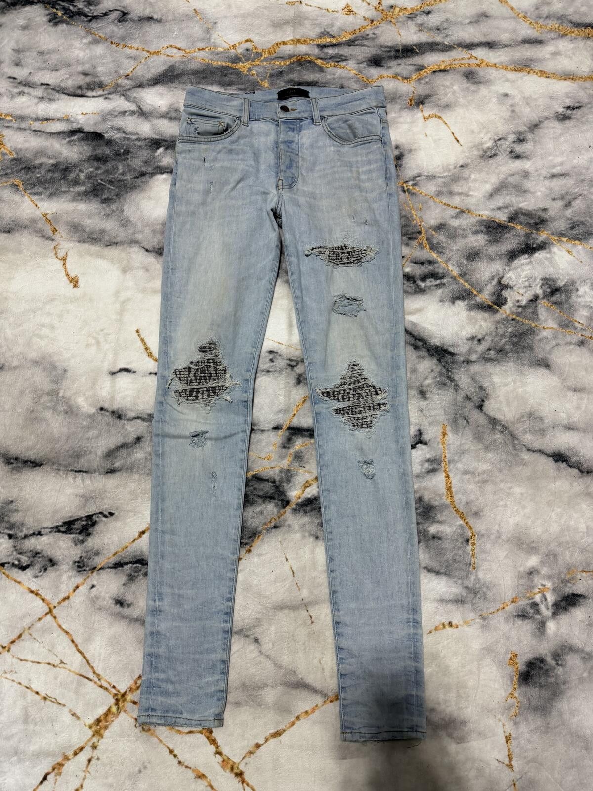Amiri Amiri MX1 Black/White Patch Indigo Denim - Sz30 Size US 30 / EU 46 - 1 Thumbnail