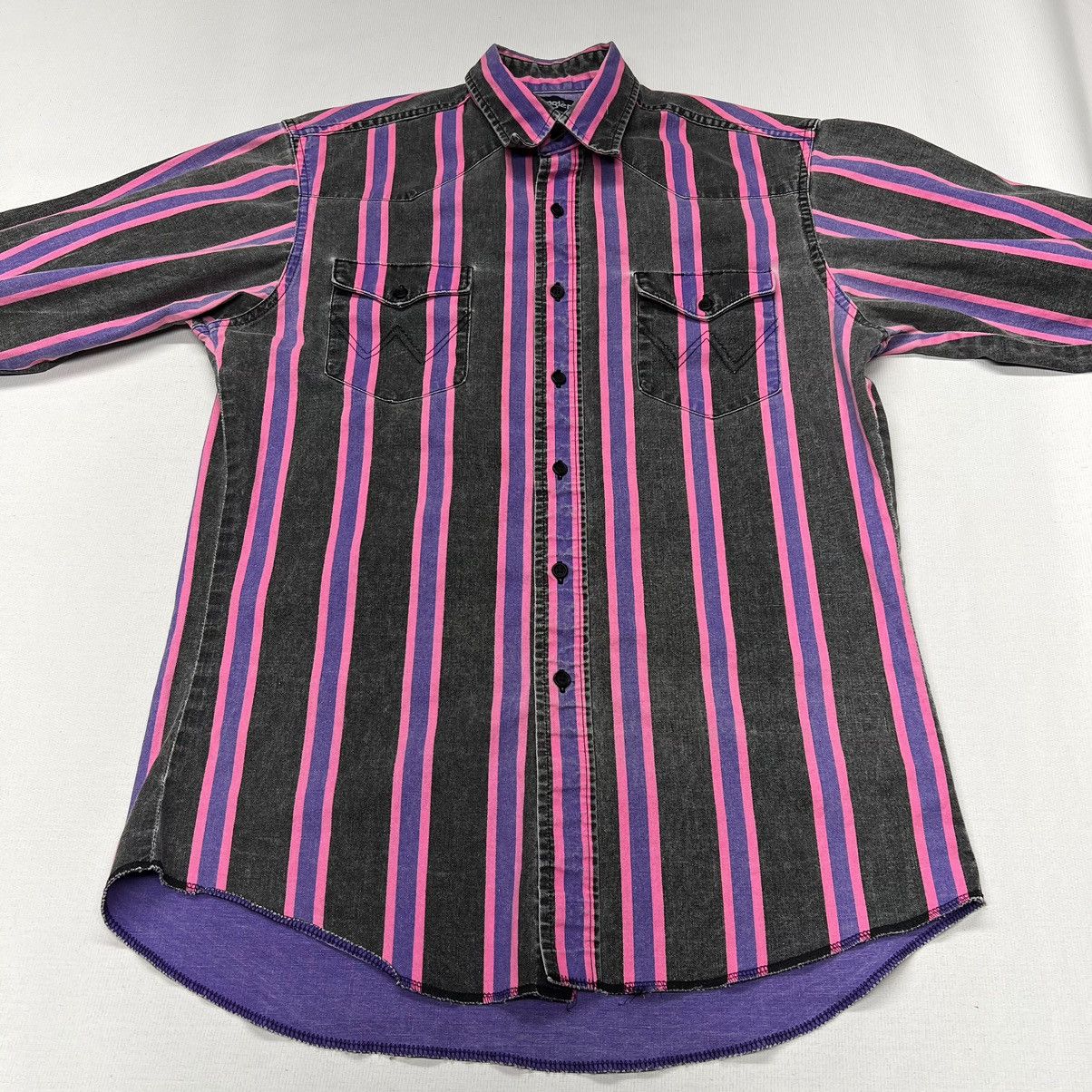 Vintage × Wrangler Wrangler Brushpopper Shirt 15.5 33 Pink Purple Western Rodeo Size US M / EU 48-50 / 2 - 2 Thumbnail
