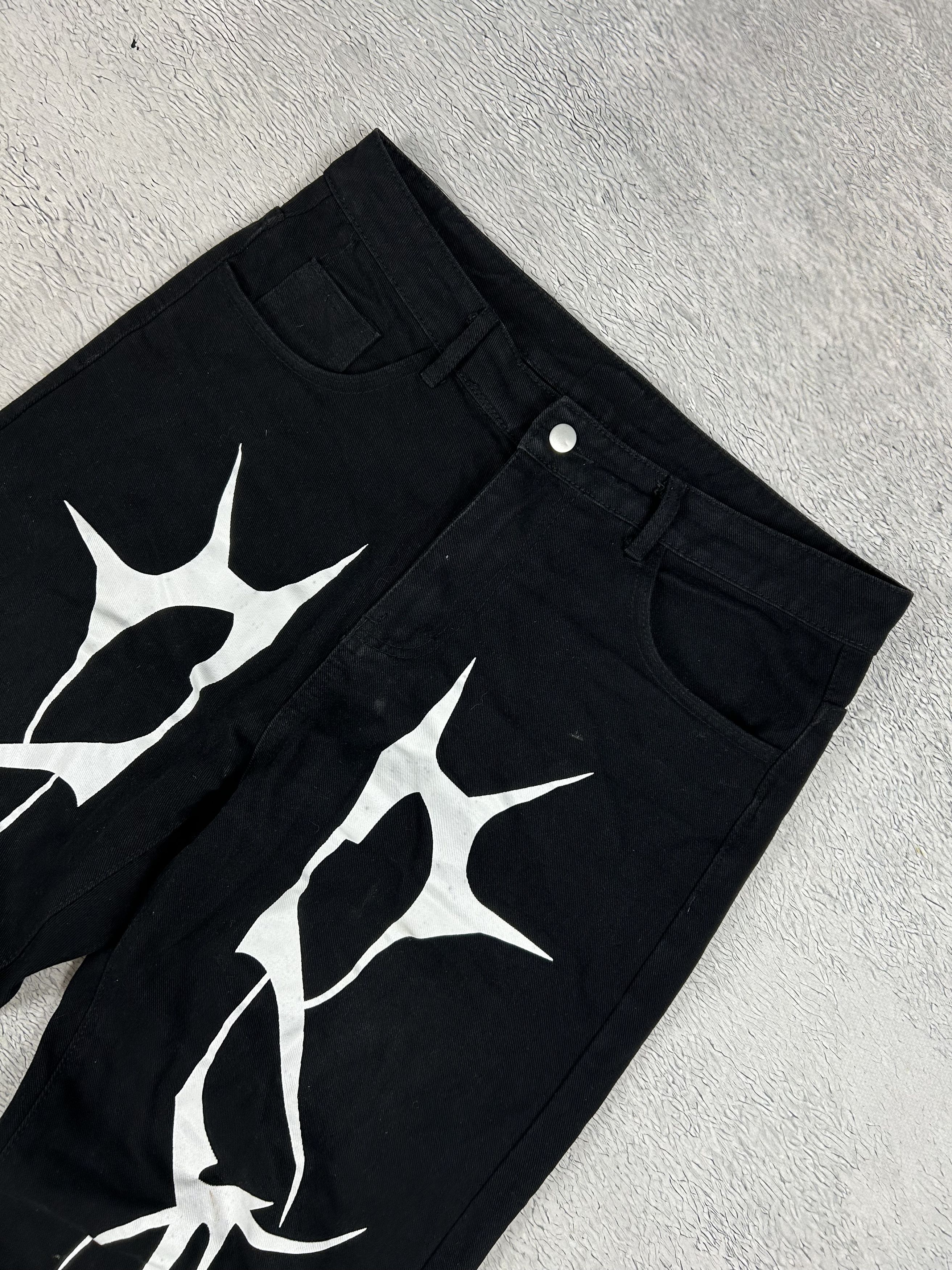 JNCO × Japanese Brand Streetwear Baggy Jeans Skeleton Black Crazy SK8 AOP Drill Size US 32 / EU 48 - 2 Thumbnail