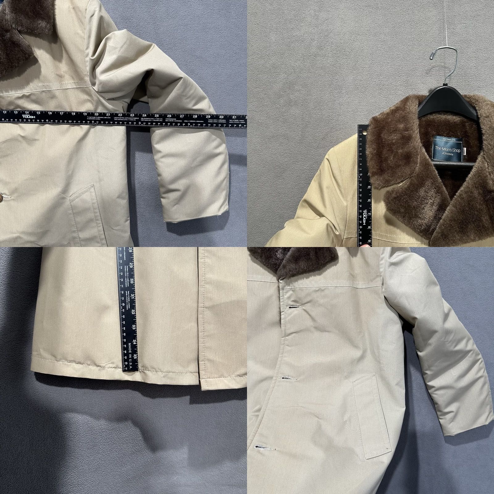 JCPenney VINTAGE JCPenney The Men's Store Trench Coat Mens 40L Khaki Tan Faux Fur Lined 80s Size US XXS / EU 40 - 9 Thumbnail