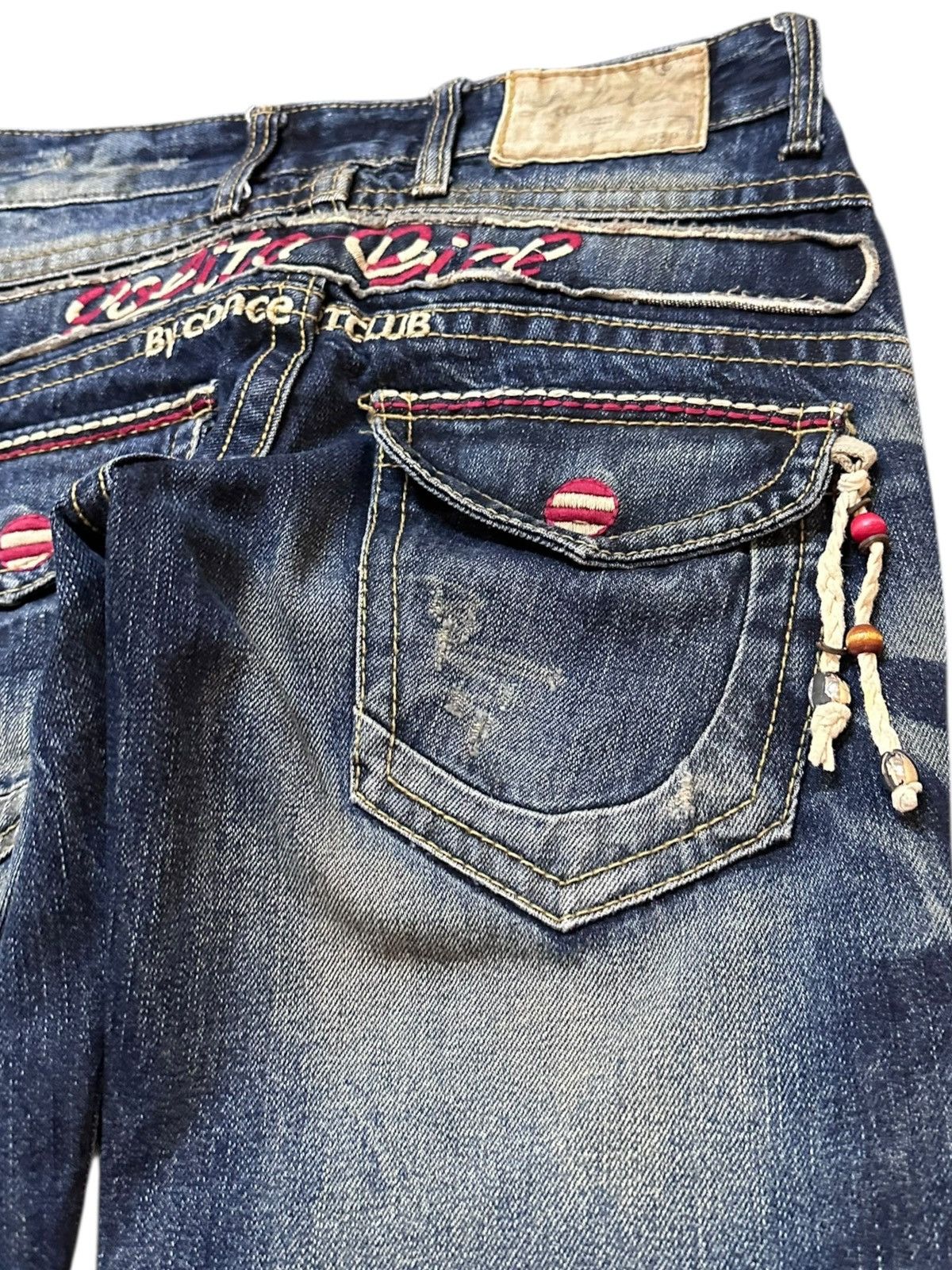 Tornado Mart Vintage Lolita Flare Whiskers Indie Embroidery Denim Size US 29 - 9 Thumbnail