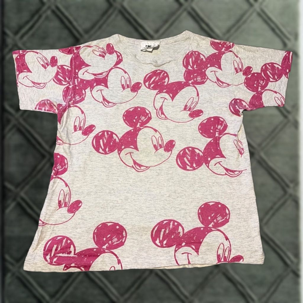 Mickey Unlimited VINTAGE 90s Disney Mickey Mouse All Over Print T-Shirt Grey Pink Jerry Leigh L Mens Womens Unisex Adults Size US L / EU 52-54 / 3 - 1 Thumbnail