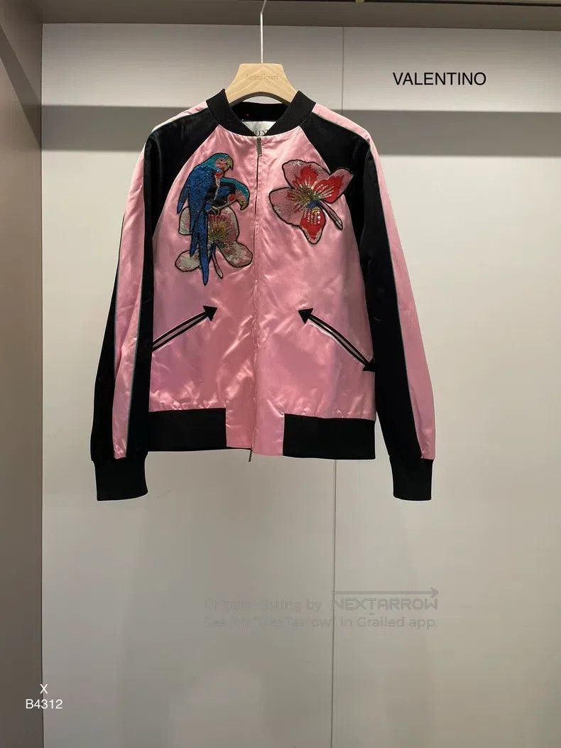 Valentino Valentino Aqua pink black embroidered mulberry silk jacket Size XL / US 12-14 / IT 48-50 - 1 Thumbnail