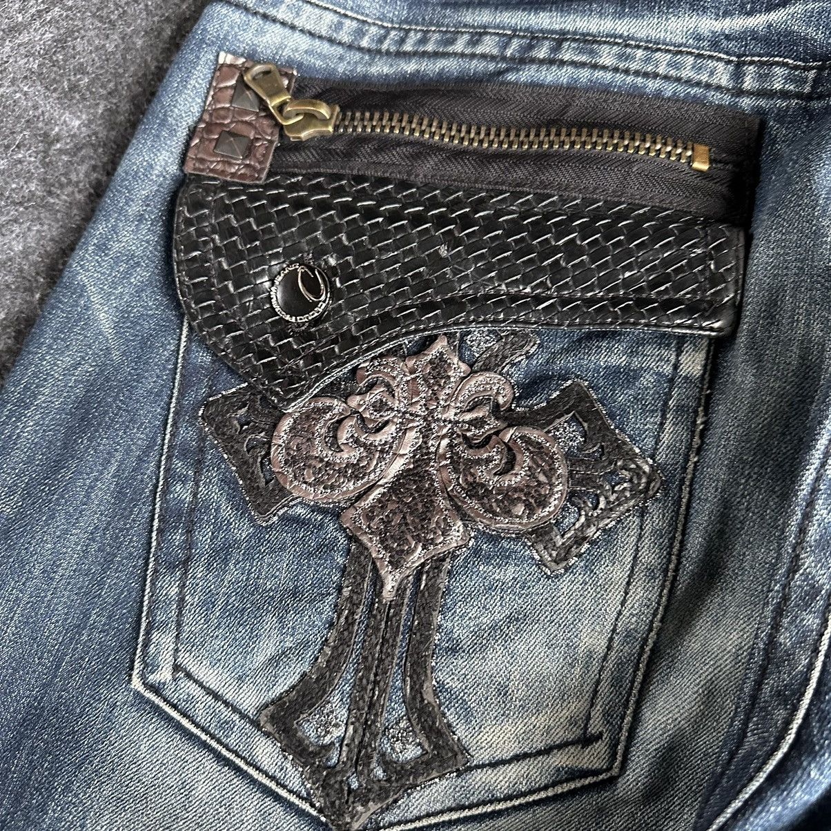 🔥 Cloud72 Big Embroidery Cross Logo Denim Waist 34 D584