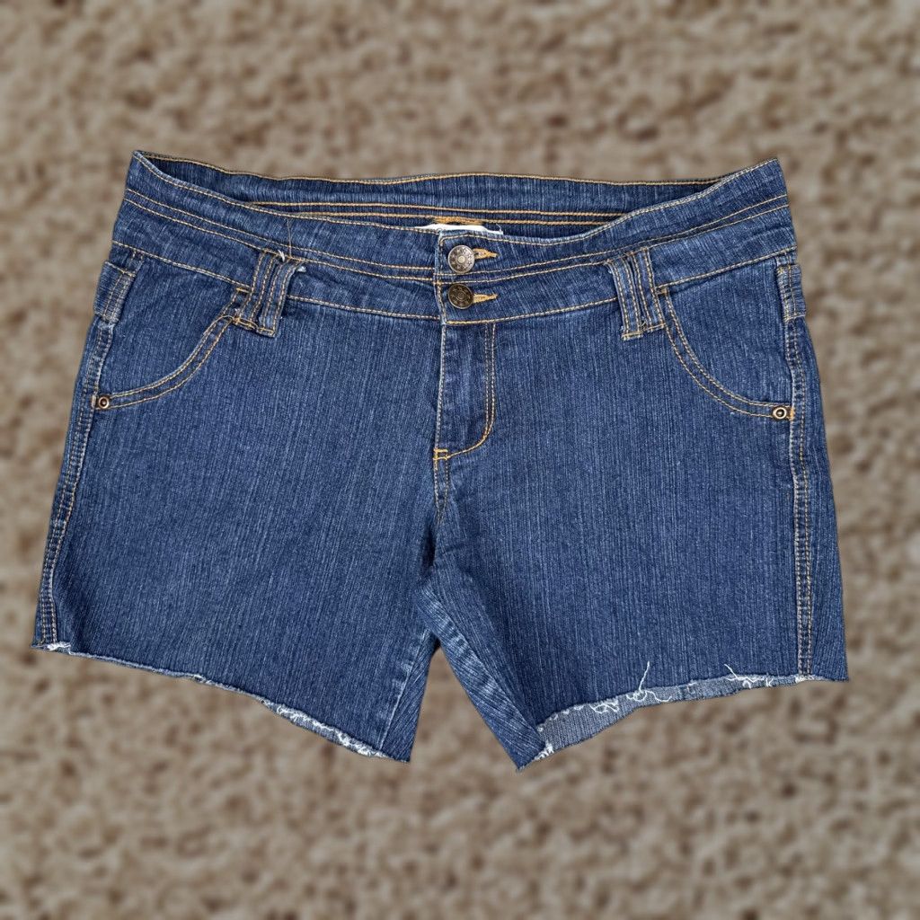 Doublet Level Eight Denim Shorts Juniors 9 Blue Cutoff Raw Hem Stretch Double Button 5.5 Size 30" / US 8 / IT 44 - 1 Thumbnail