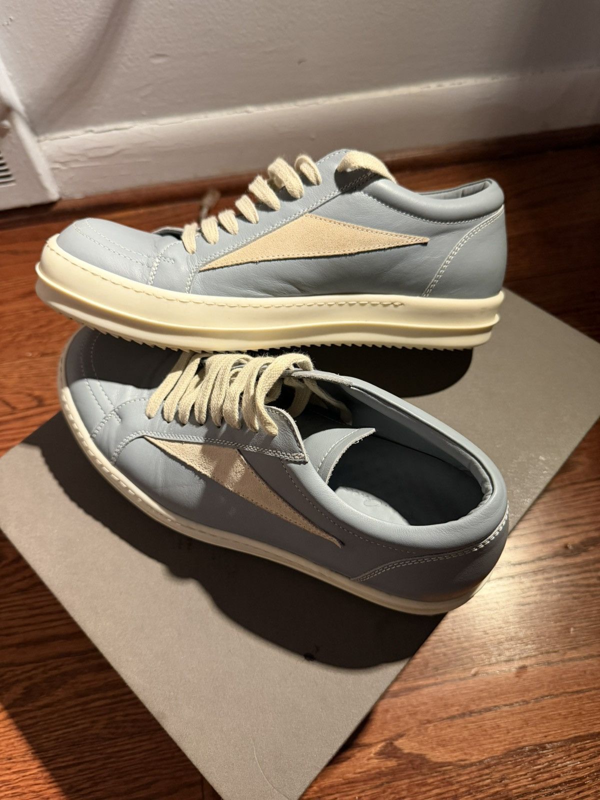 Rick Owens Porterville Leather Vintage Sneaks “Pale Blue” Rick Owens Size US 7 / EU 40 - 1 Thumbnail