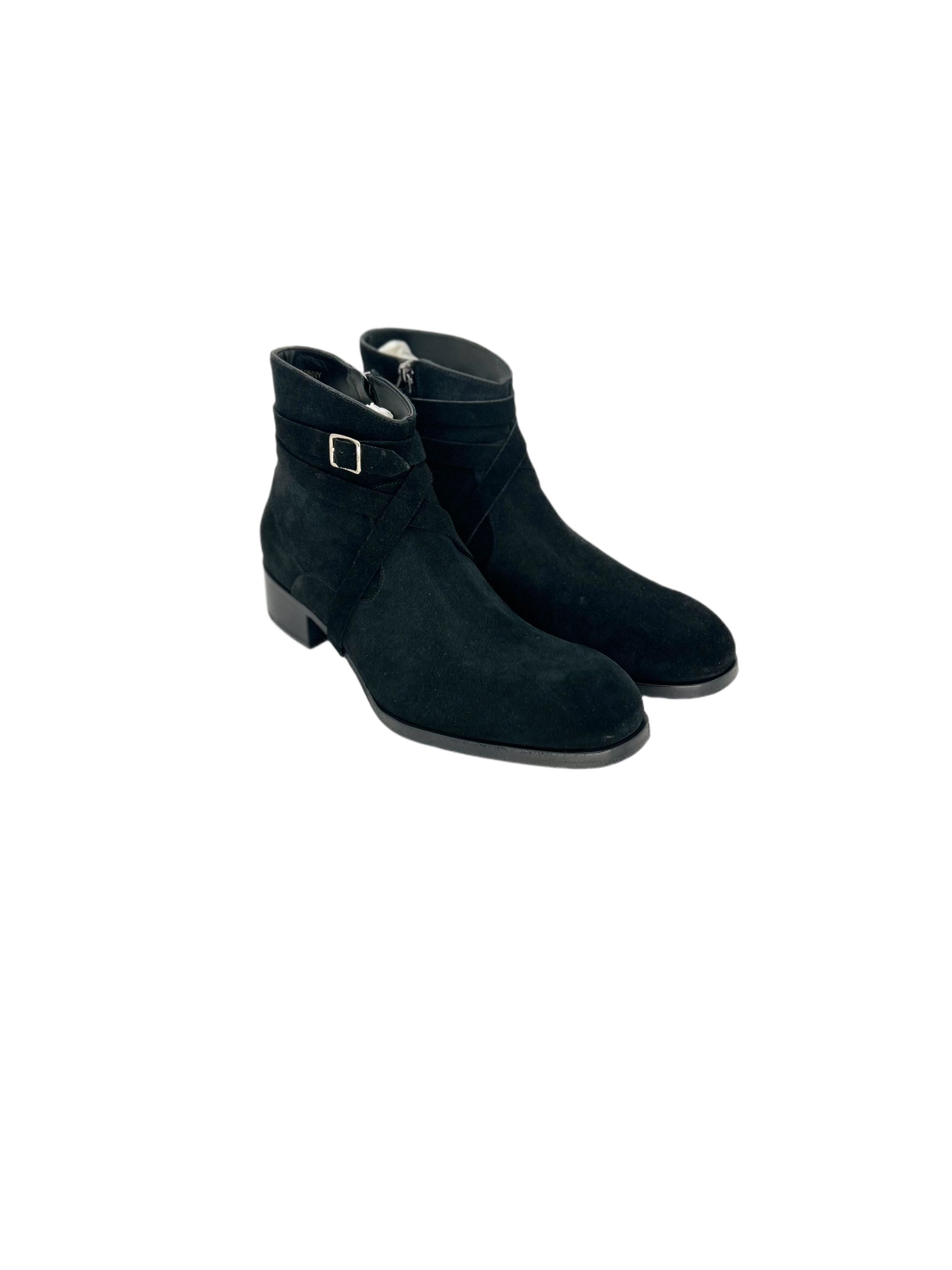 Mr. Hare Black Sonny Suede Leather Zip & Strap Boots Size US 12 / EU 45 - 1 Thumbnail