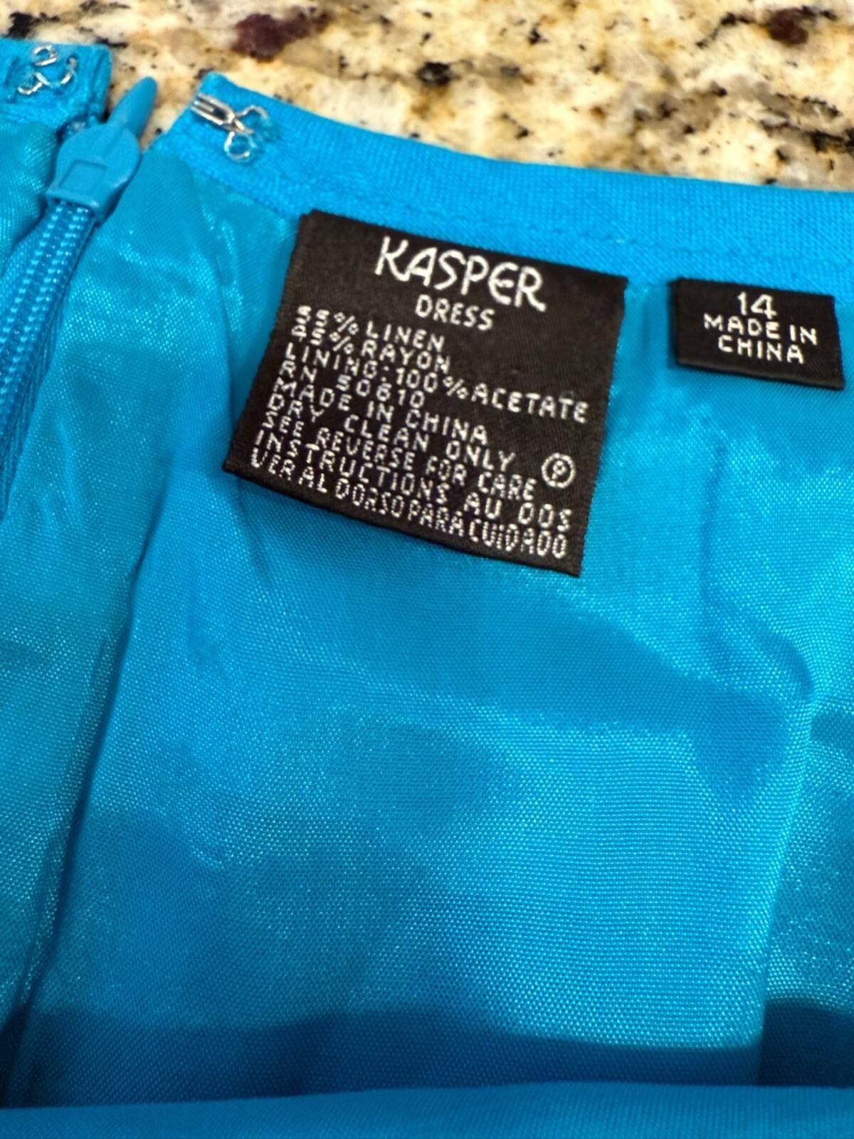 Other Kasper linen blend embroidered maxi skirt teal white SZ 14 Size 36" / US 14 / IT 50 - 6 Thumbnail