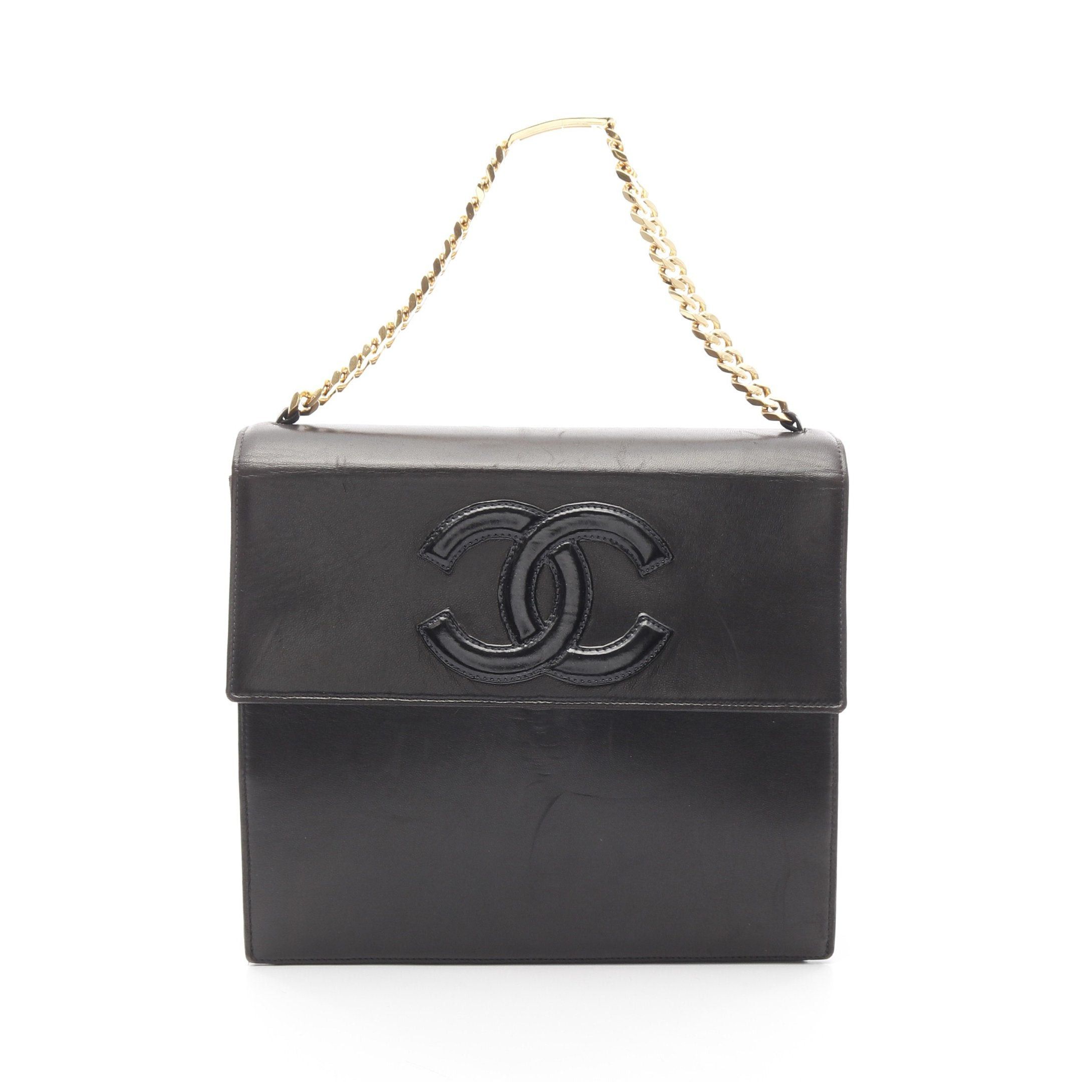 Chanel Coco Mark Chain Handbag Lambskin Black Gold Hardware