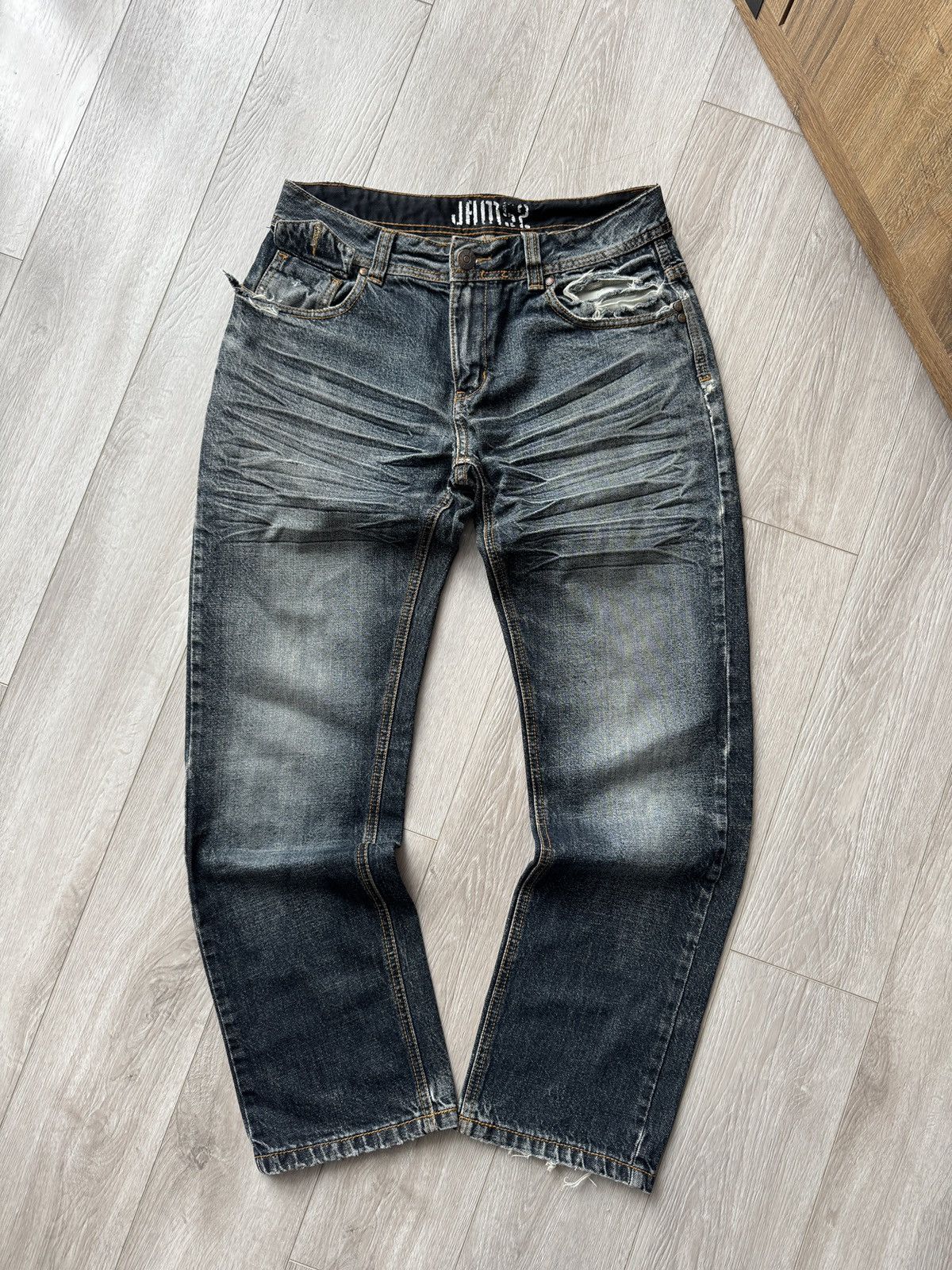 Designer × Japanese Brand × Vintage Vintage 2000’s Jam 52 Washed Denim Logo Straight Jeans Size US 30 / EU 46 - 2 Thumbnail