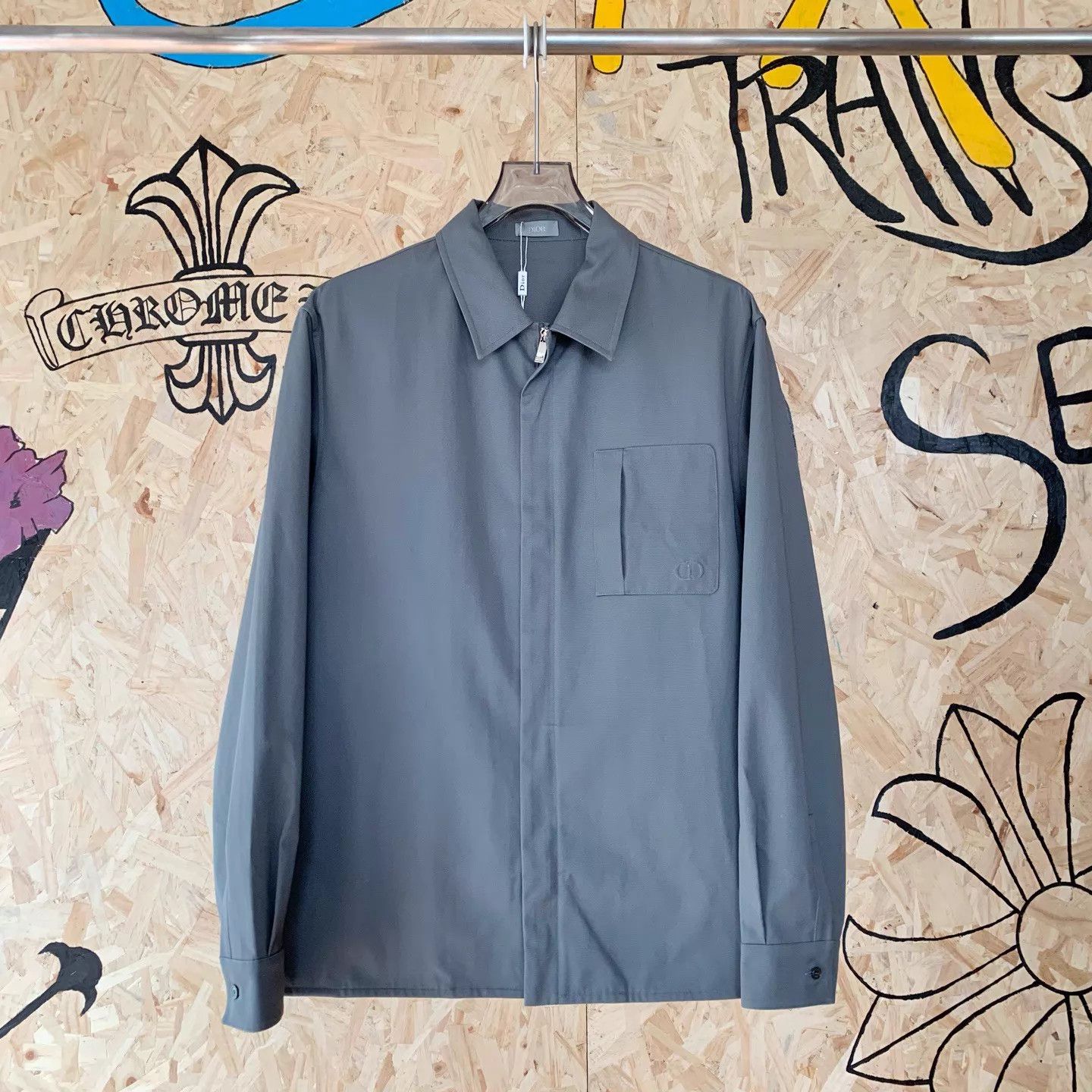 Dior DIOR Men's Cotton Gabardine Embroidered Zip LS Shirt Size US M / EU 48-50 / 2 - 1 Thumbnail