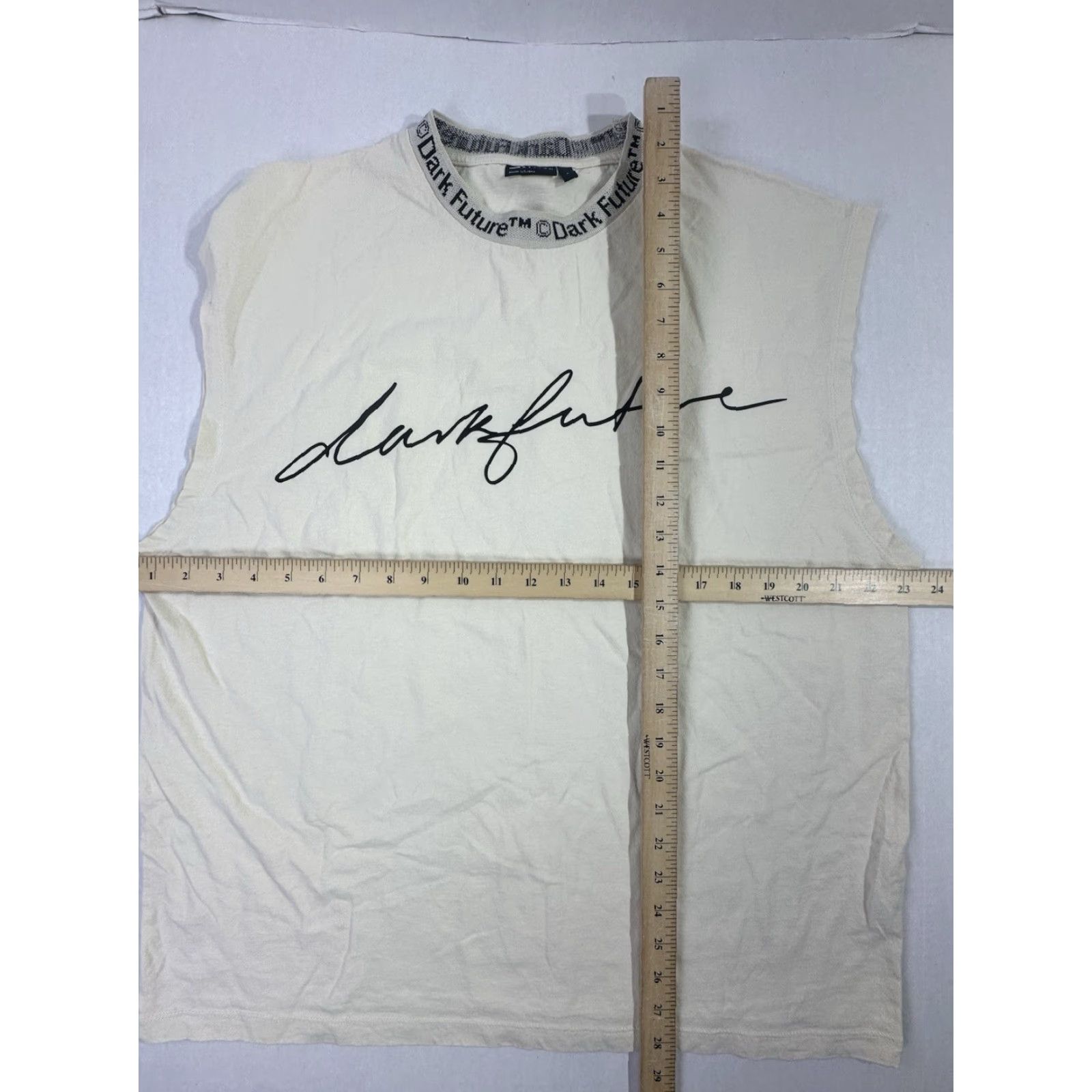 Asos ASOS Dark Future Tank Top M Beige Sleeveless Tee Mock Neck Logo Streetwear Women Size M / US 6-8 / IT 42-44 - 5 Thumbnail