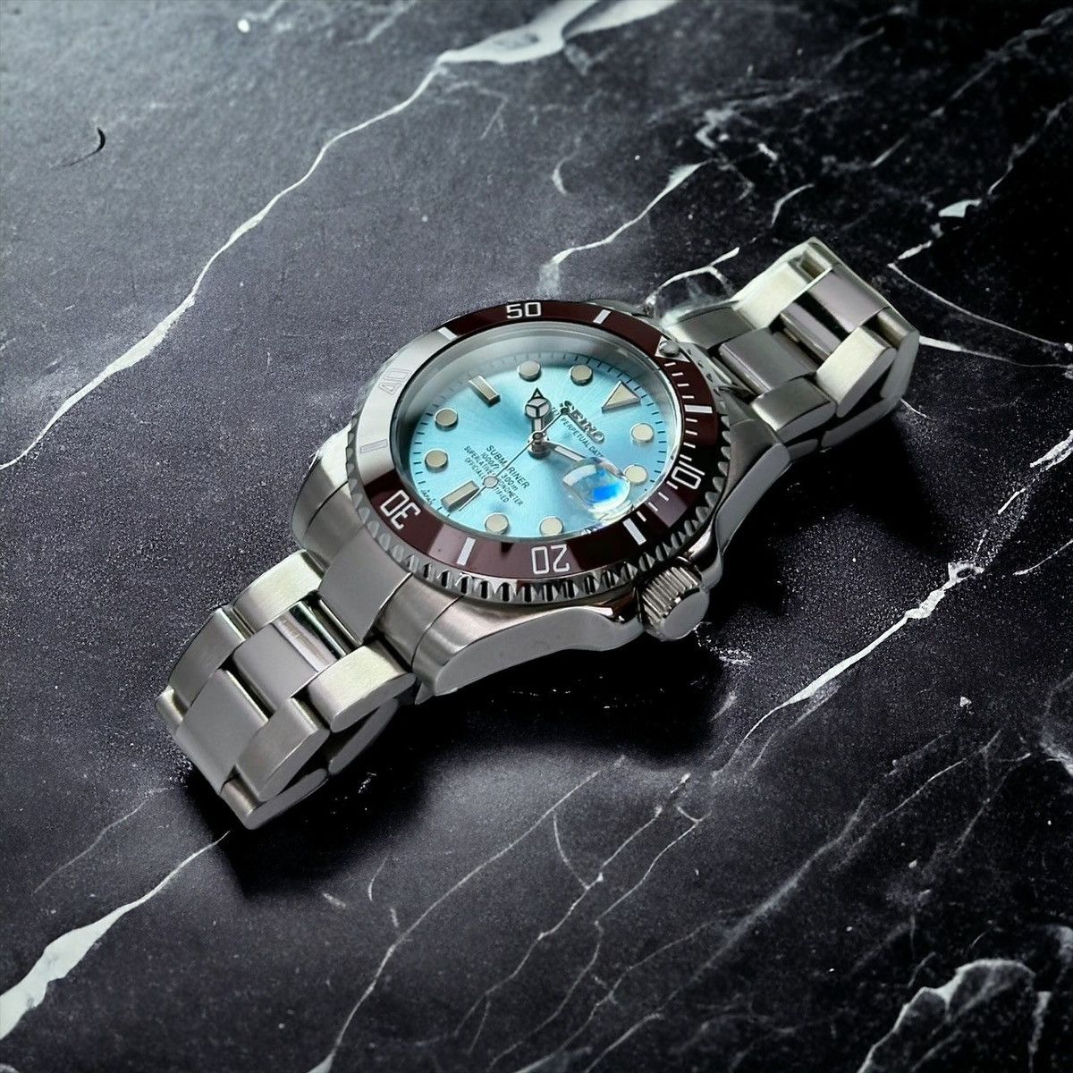 Japanese Brand Seiko Mod Submariner Tiffany Blue Dial Steel Watch NH35 Size ONE SIZE - 4 Thumbnail