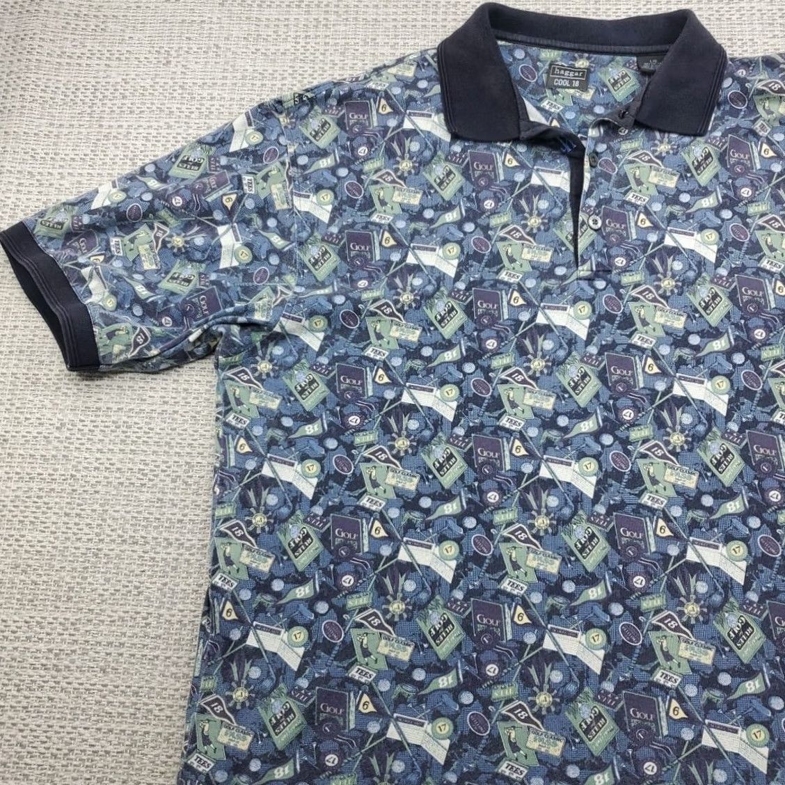 Haggar VINTAGE Haggar Cool 18 Performance Polo Shirt Mens L Short Sleeve All Over Golf Print Shirt Size US L / EU 52-54 / 3 - 3 Thumbnail