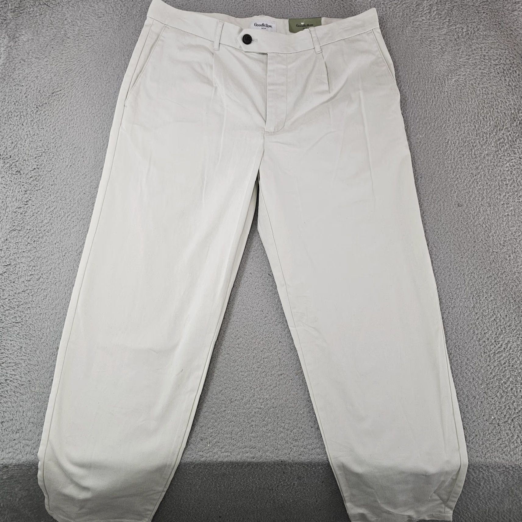 Vintage Goodfellow & Co Pants Mens 34x28 Stone Pleated Tapered Chino Slim Fit Casual Business 34x30 Zip Fly Pockets Mens Size US 34 / EU 50 - 2 Thumbnail
