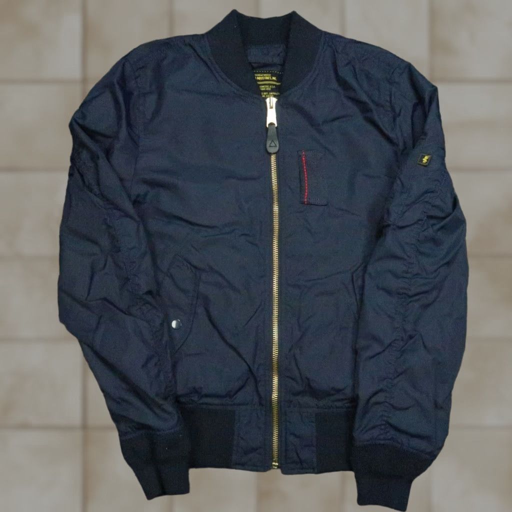 VINTAGE Alpha Industries Bomber Jacket Mens XS Blue Casual Travel