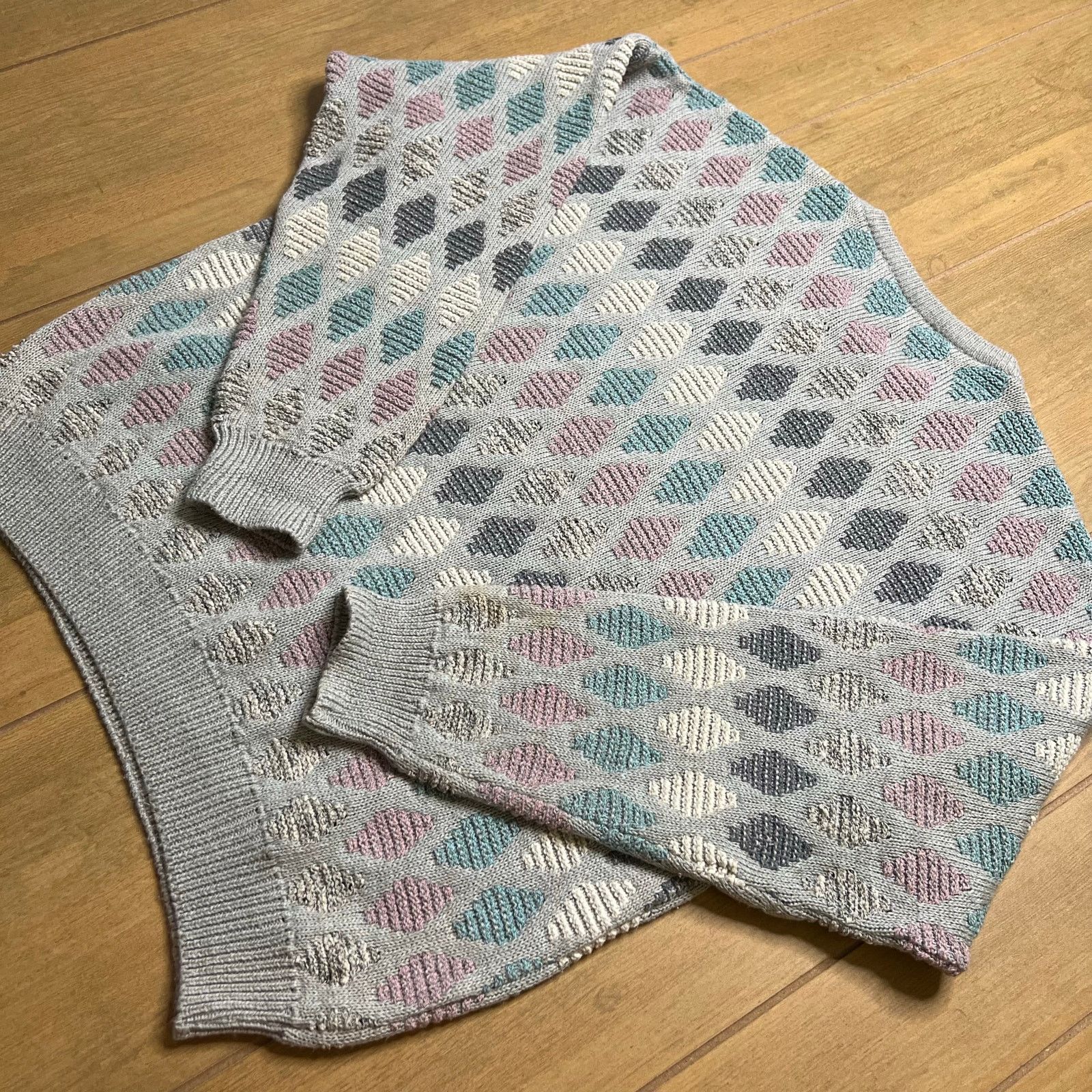 Vintage Vintage MONDO Italy Textured Knit Sweater L 52 Pastel 90s Size US L / EU 52-54 / 3 - 7 Thumbnail
