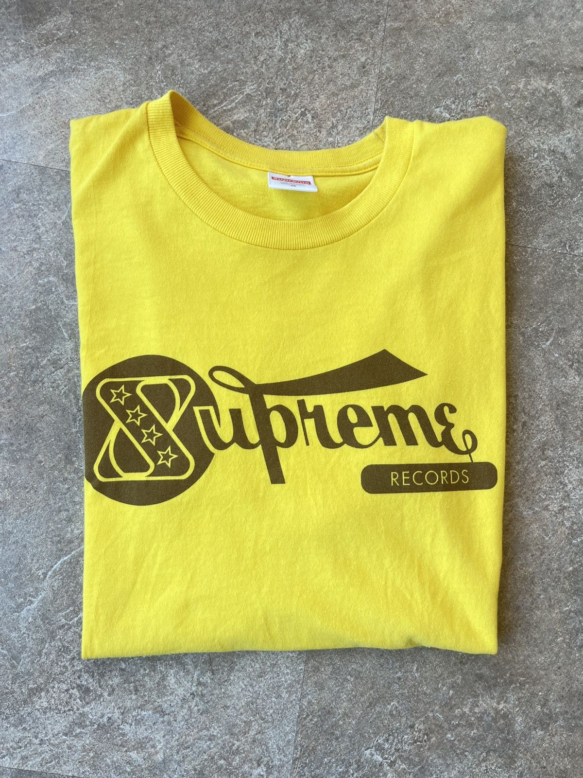タグ付き Supreme Records Tee Yellow L Supreme Records Tee Yellow M