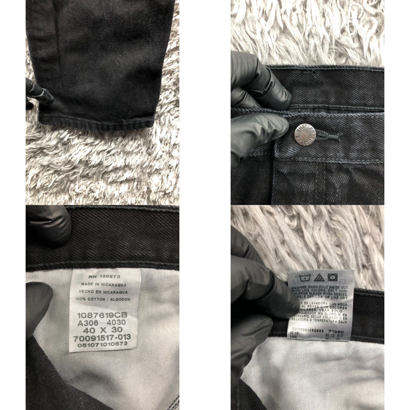 Denime Rustler Jeans Main Point: Rustler Straight Jeans Mens 40x30 Dark Wash Black Denim Regular Rise 5-Pocket Size US 40 / EU 56 - 8 Thumbnail