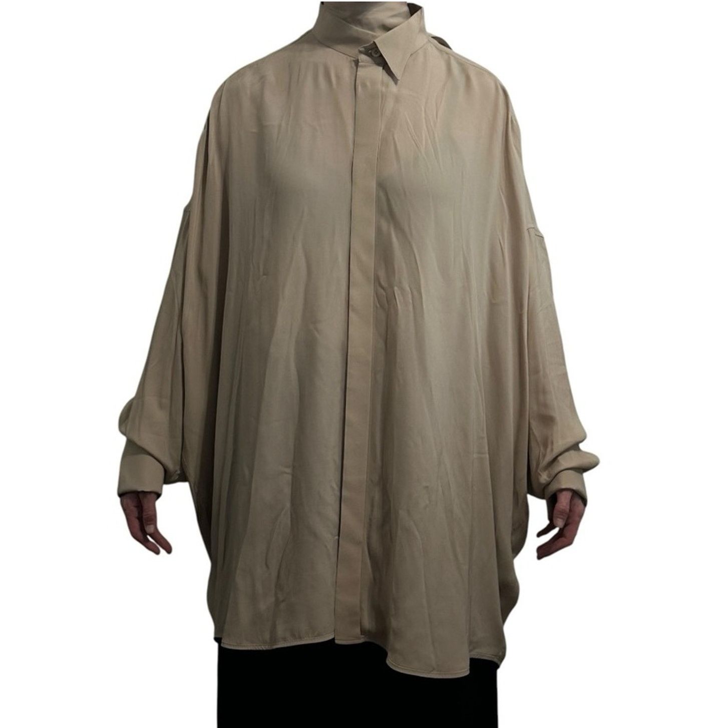 Balenciaga SS20 Unisex Oversized Button Front Shirt size FR 34 Beige Size ONE SIZE - 1 Thumbnail