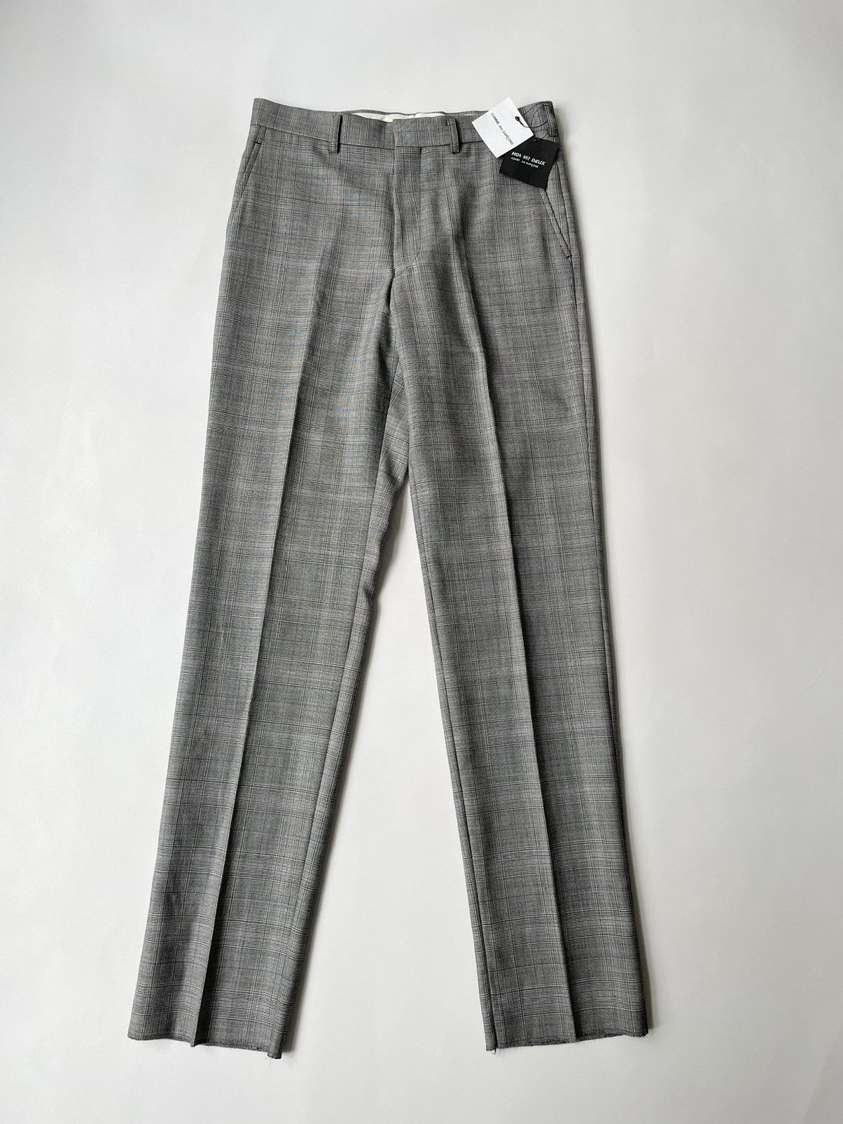 image of Comme Des Garcons x Comme Des Garcons Homme Deux A/w 09 Check Wool Trousers in Grey, Men's (Size 32